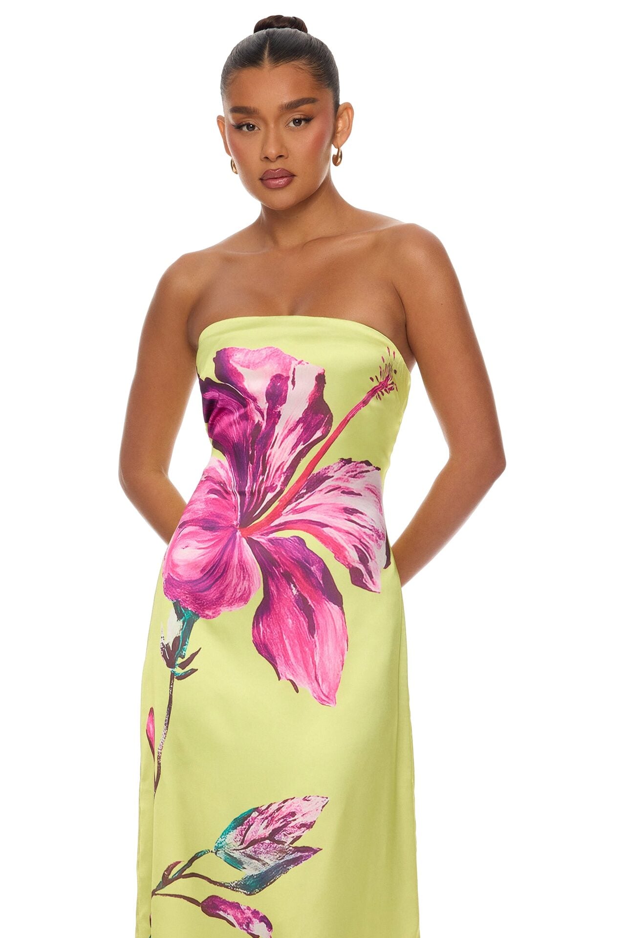 Raelynne Strapless Satin Maxi Dress - Lime image 6
