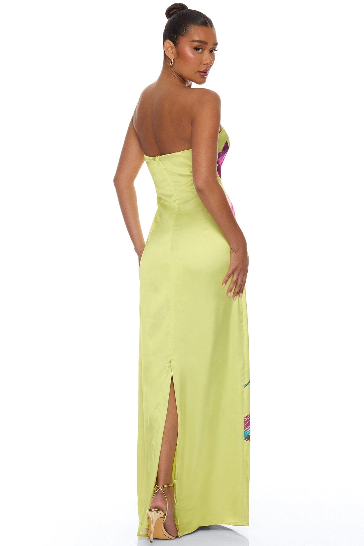 Raelynne Strapless Satin Maxi Dress - Lime image 8