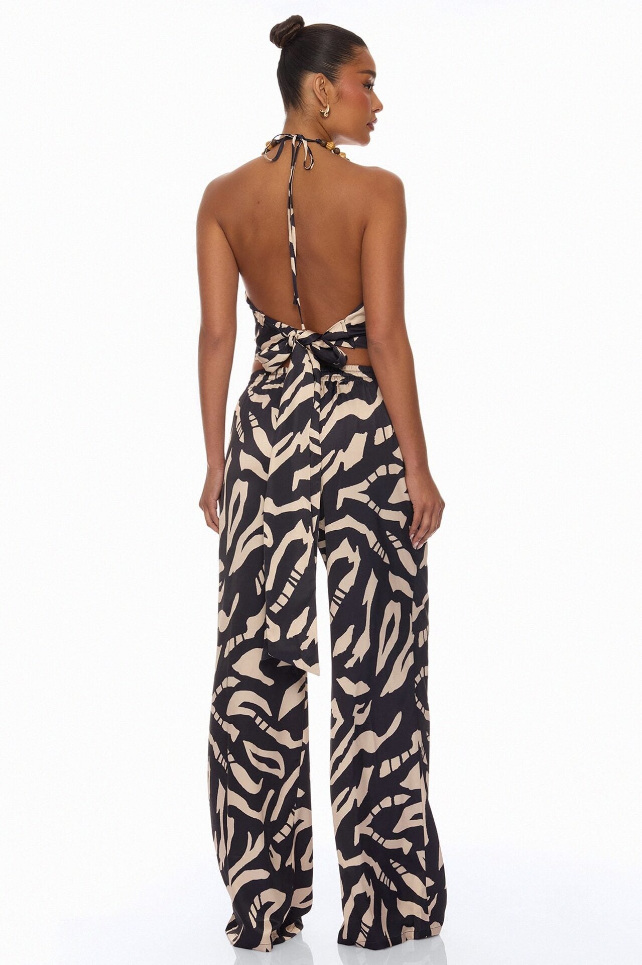 On The Coast Satin Pant Set - Black/combo image 4