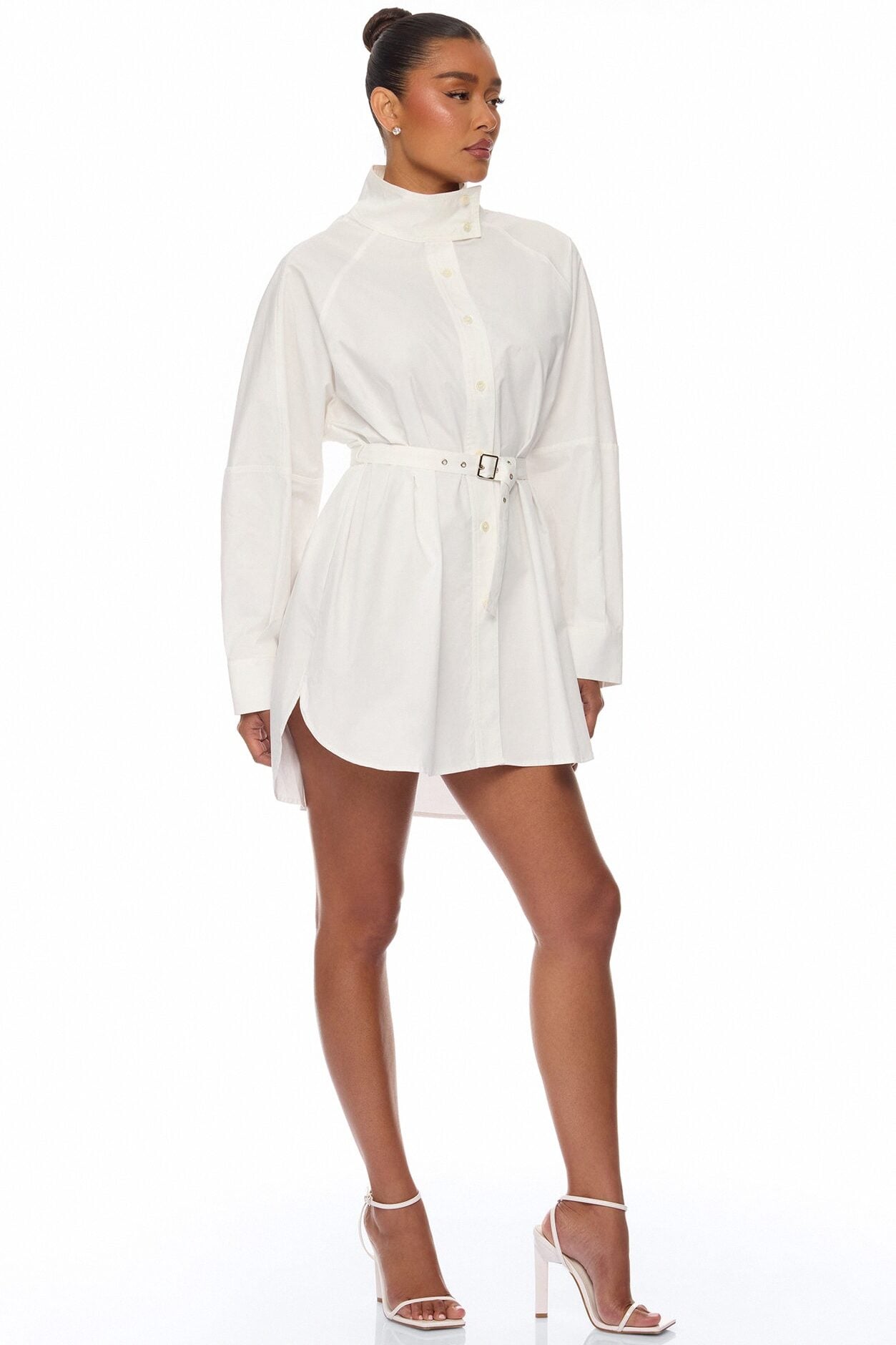 Ysabelle Belted Mini Shirt Dress - White image 4