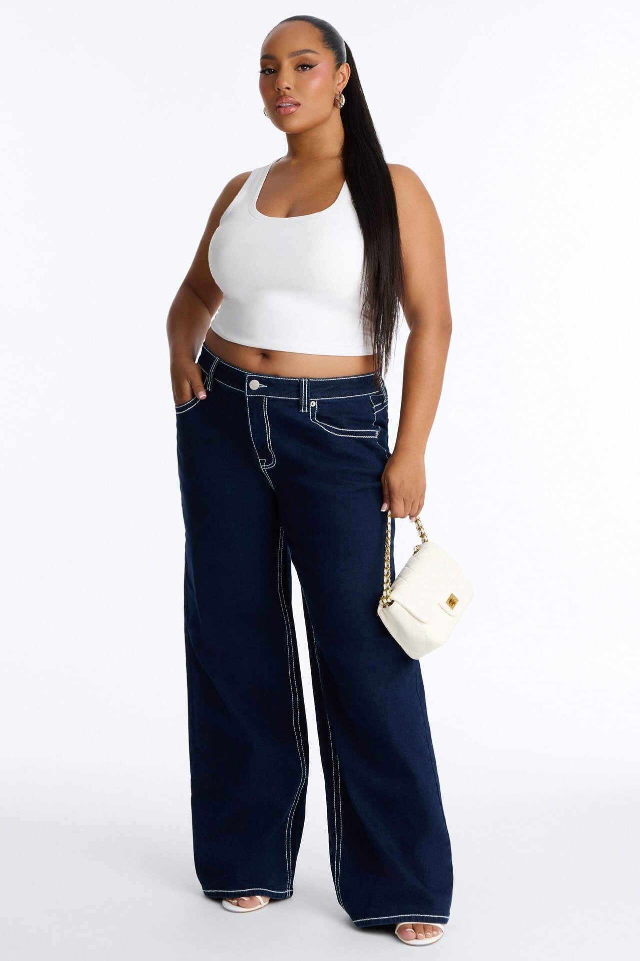 Running Around Scoop Neck Built in Bra Tank Top - White image 1