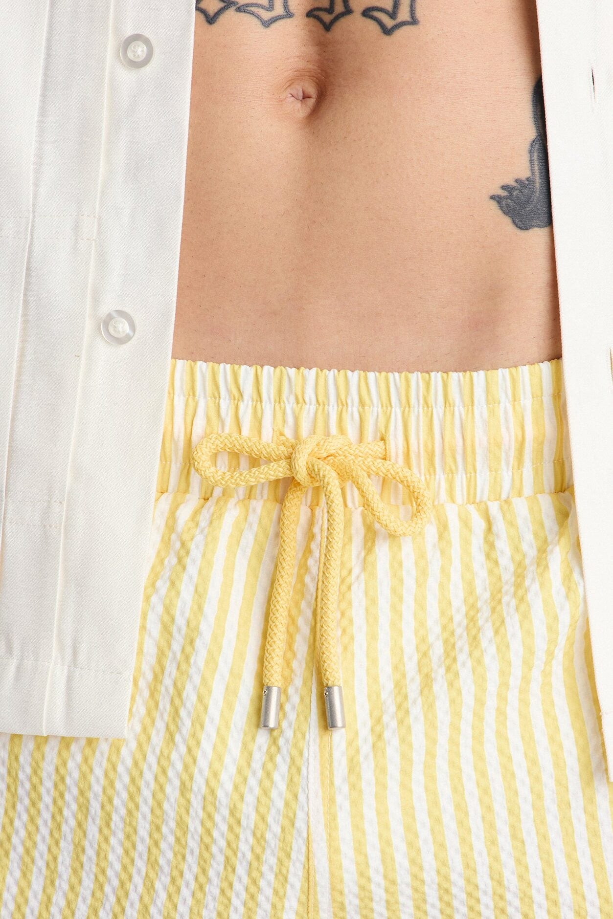 Striped Resort Seersucker Swim Trunk 6″ - Yellow image 3
