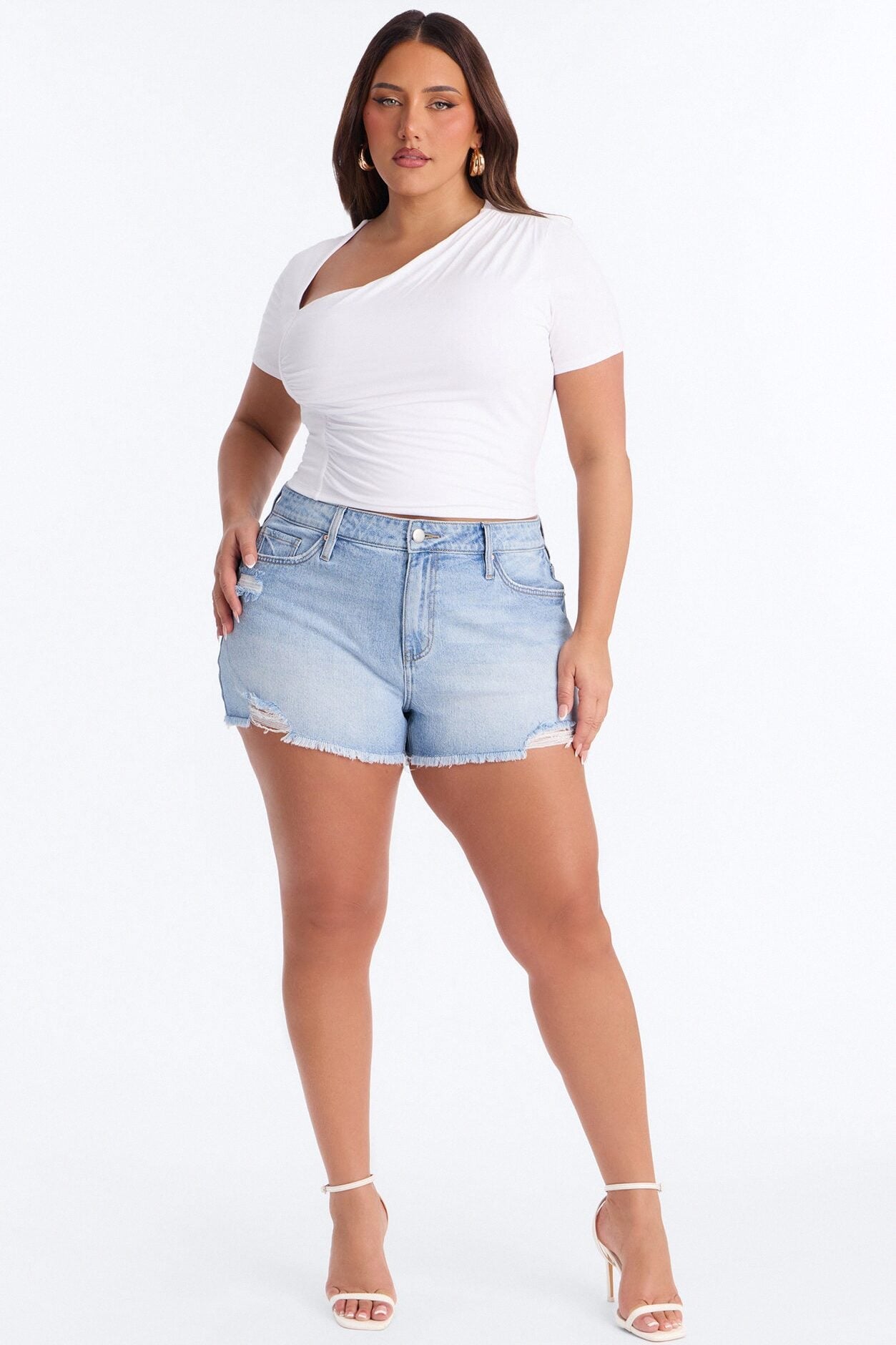 Lost Your Chance Short Sleeve Ruched Top - White image 6