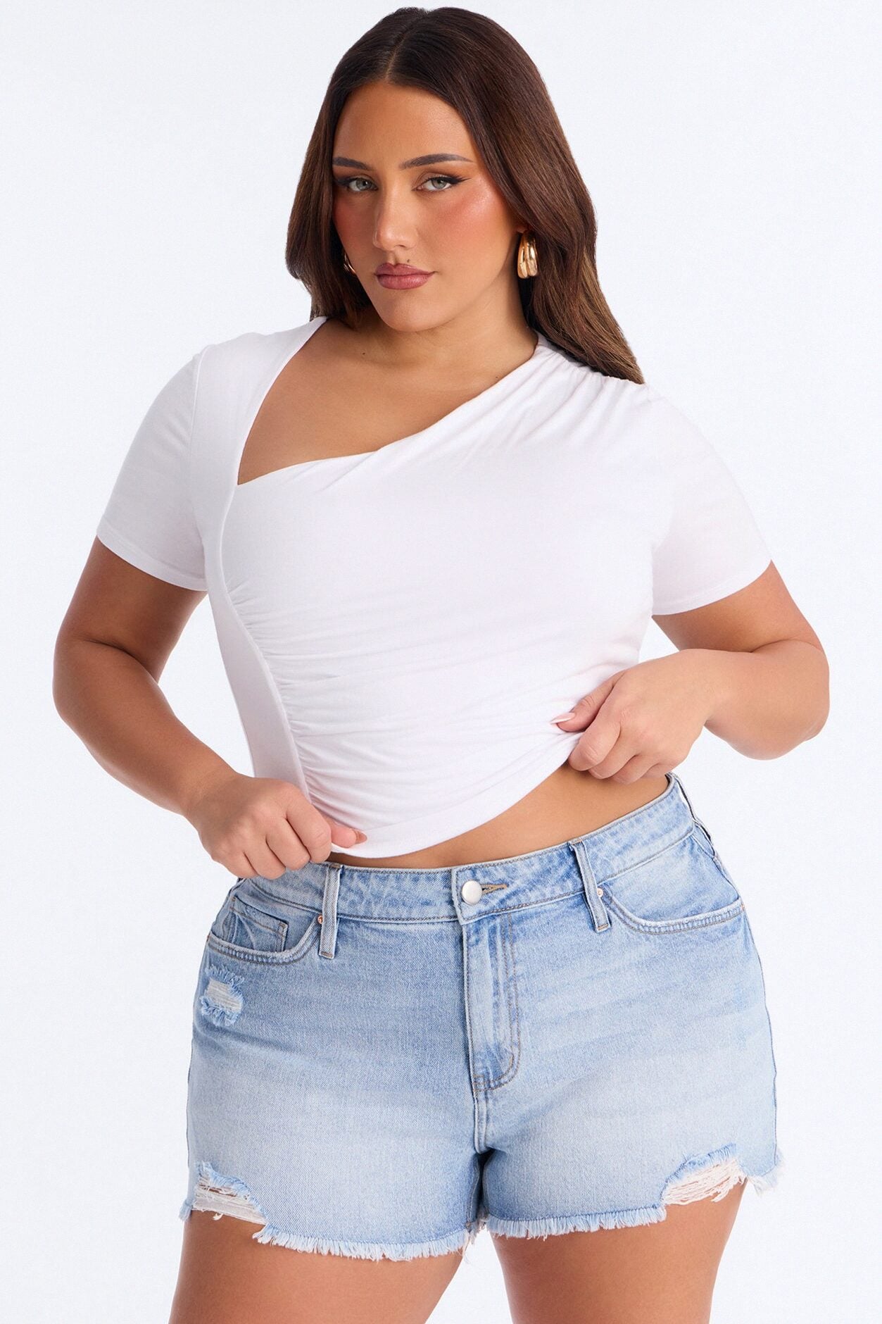 Lost Your Chance Short Sleeve Ruched Top - White image 5