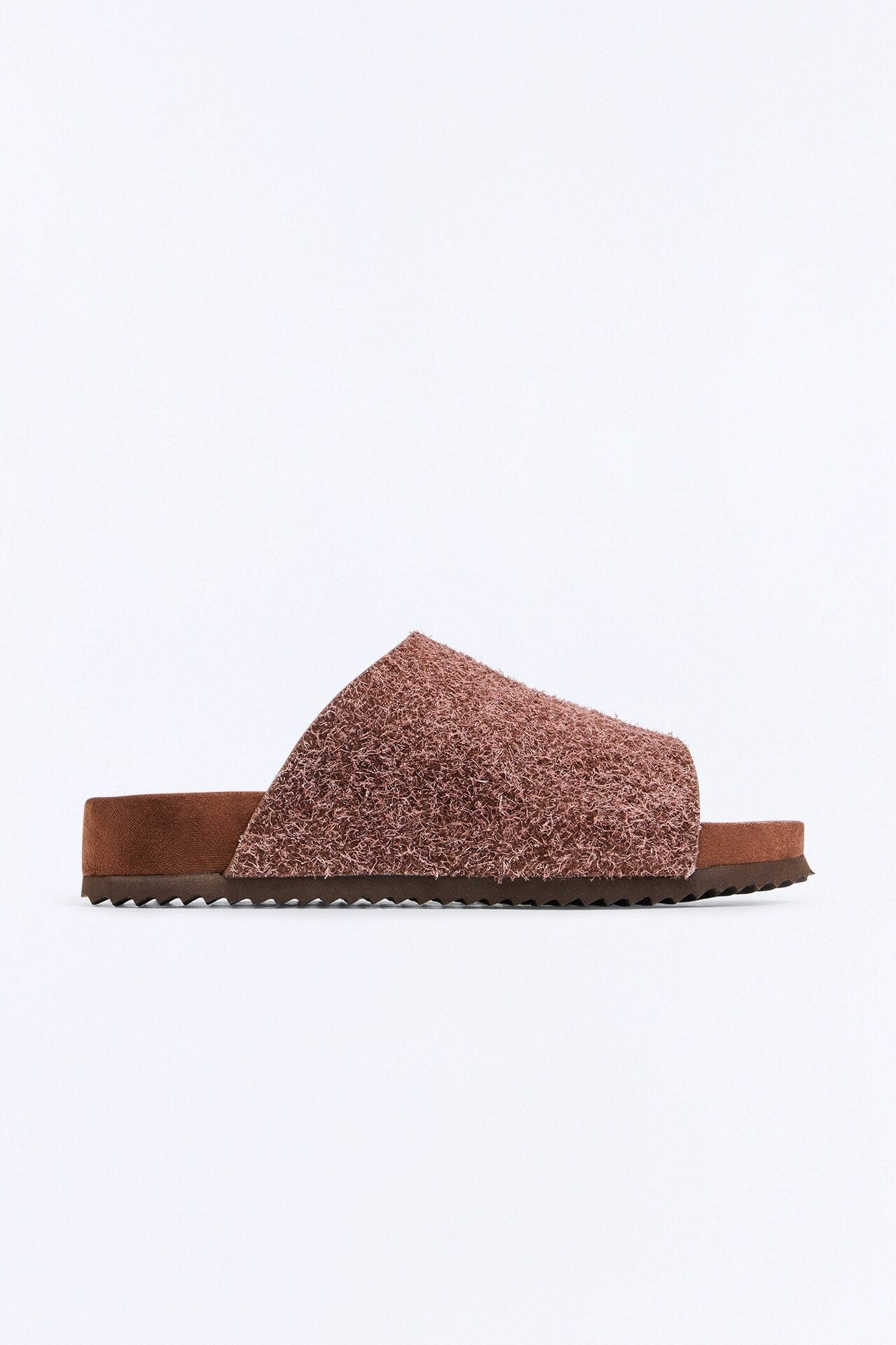 Genuine Suede Textured Slip On Slide - Brown image 3
