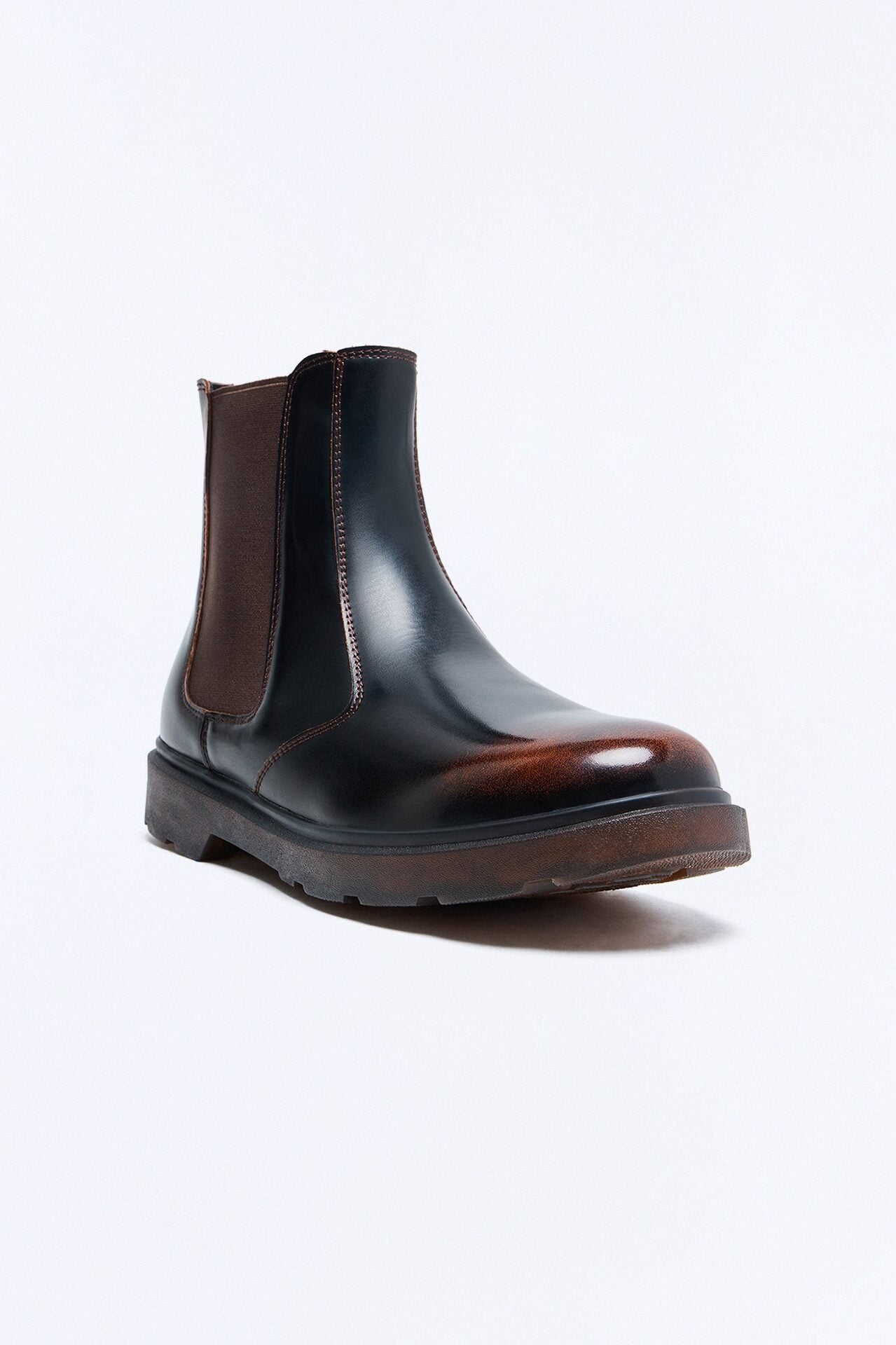 Burnished Faux Leather Chelsea Boot - Brown image 4