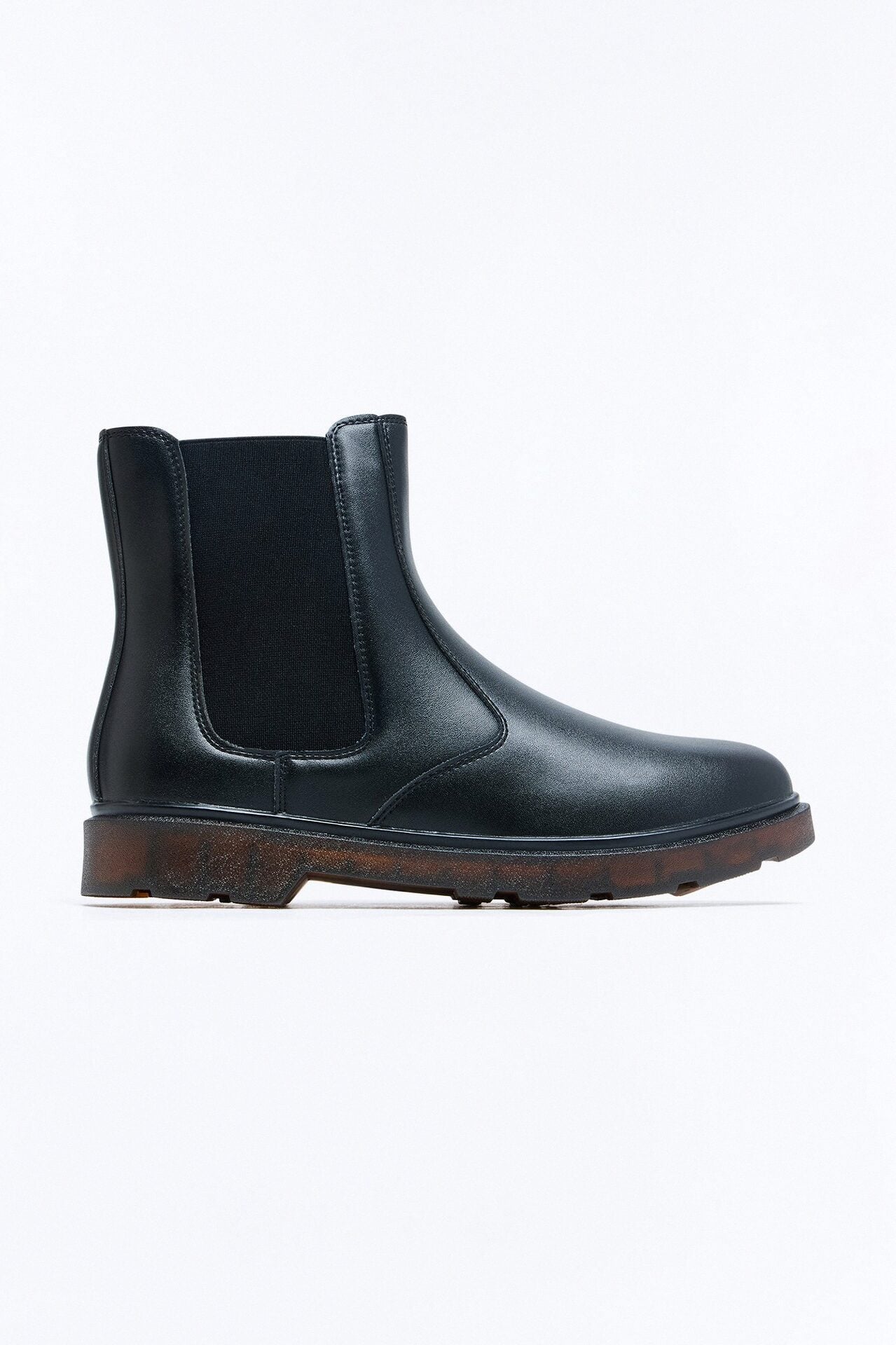 Burnished Faux Leather Chelsea Boot - Black image 4