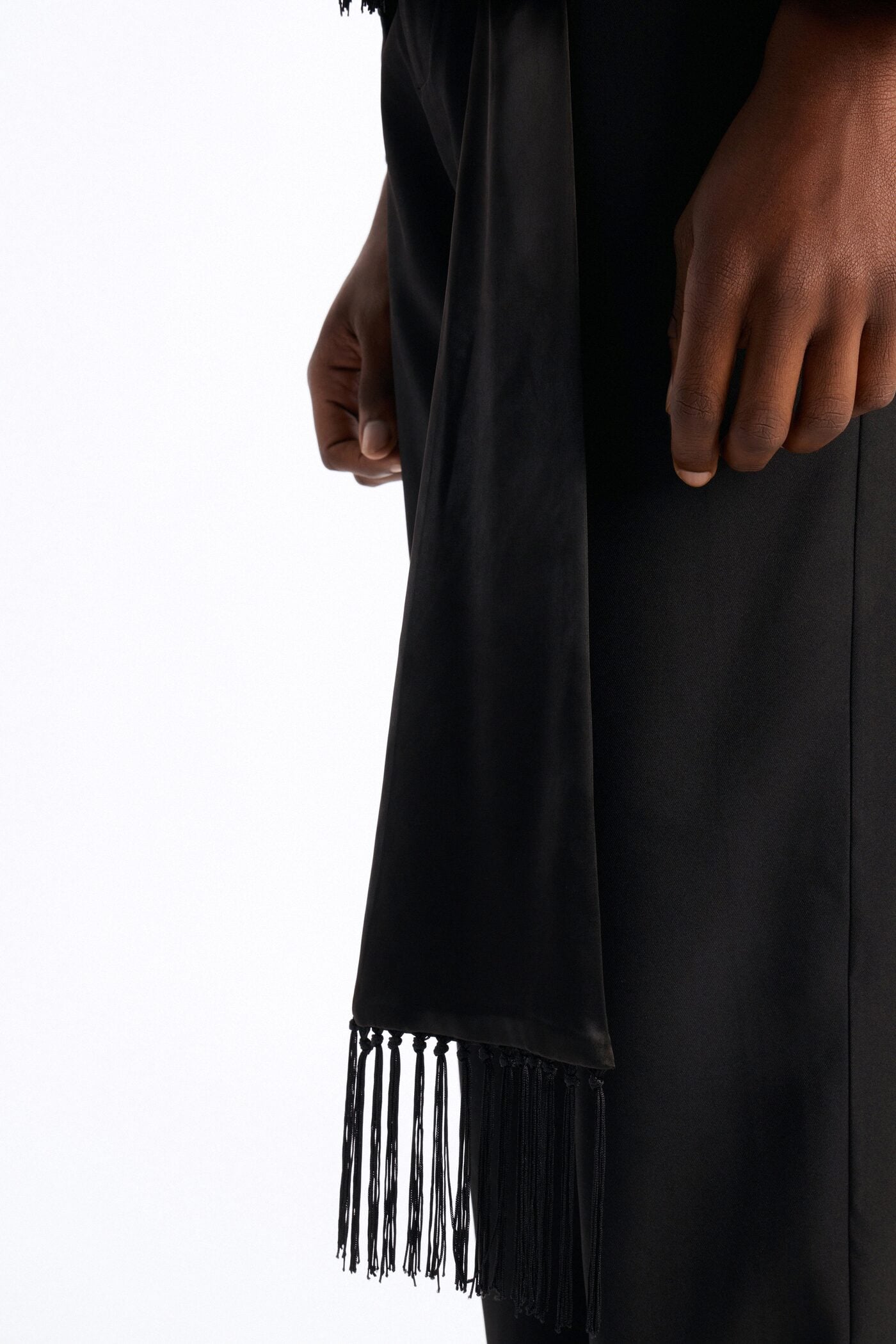 Straight Versailles Luxe Satin Scarf Trouser - Black image 5