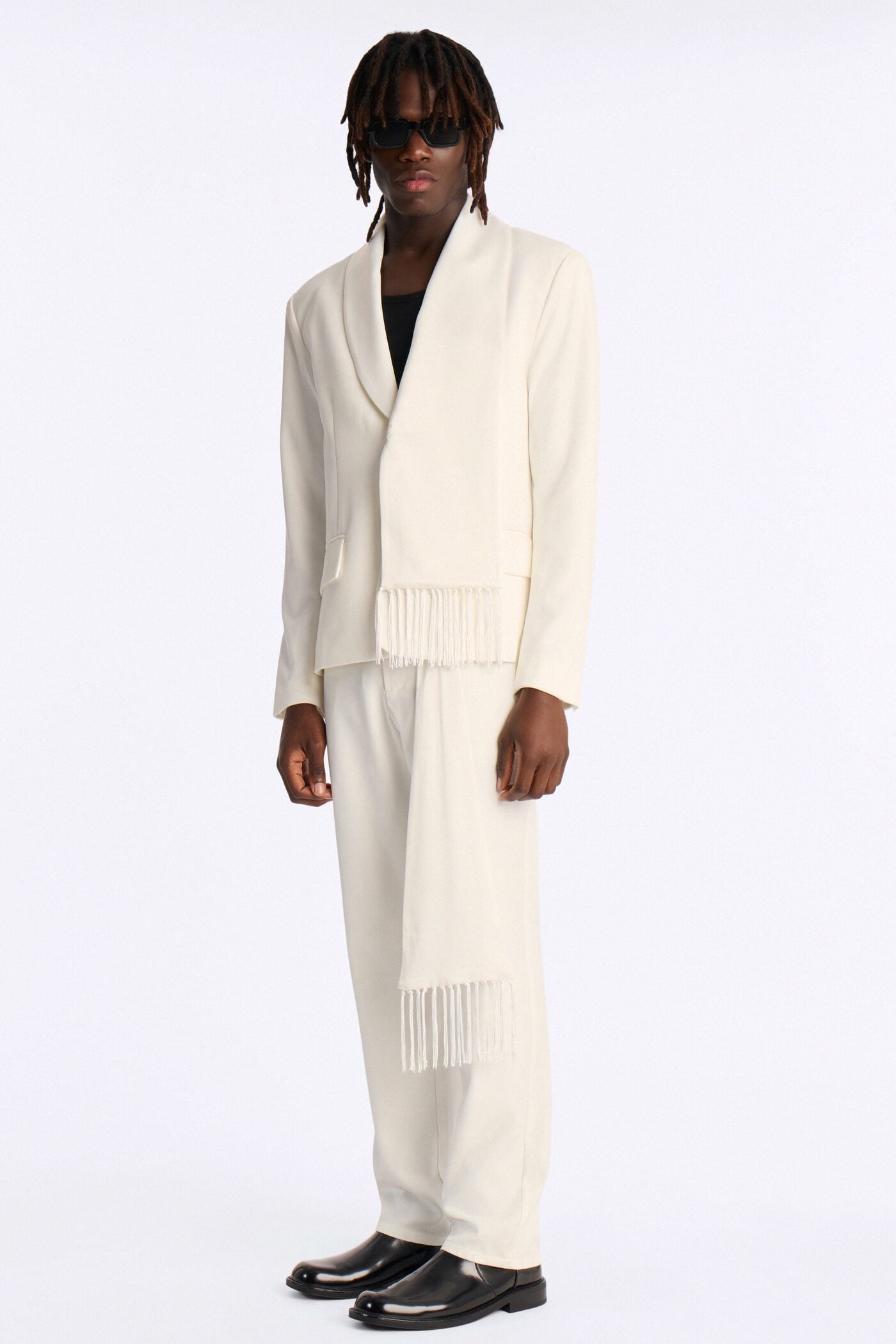 Versailles Luxe Satin Scarf Blazer - Cream image 2