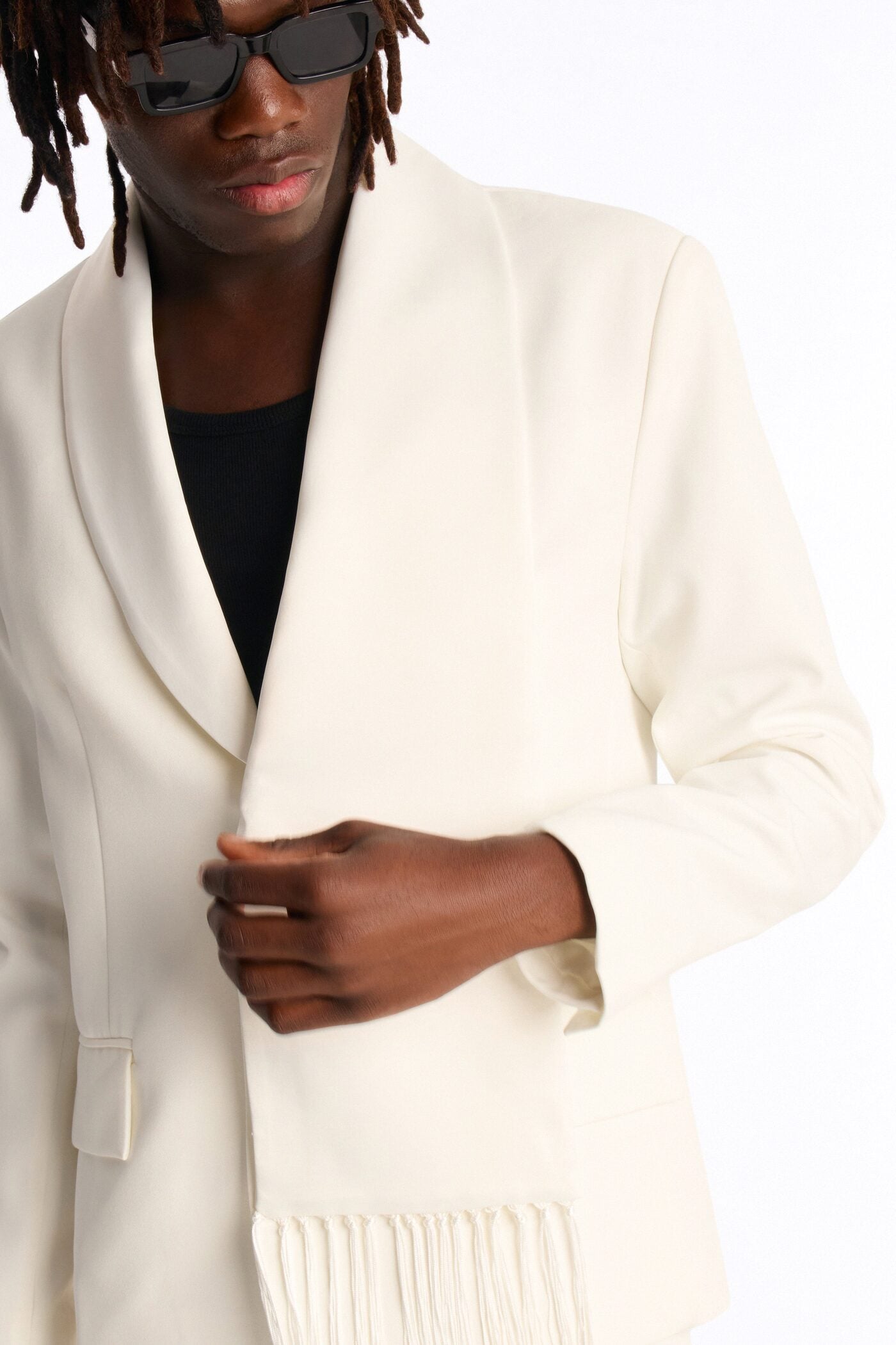 Versailles Luxe Satin Scarf Blazer - Cream image 3