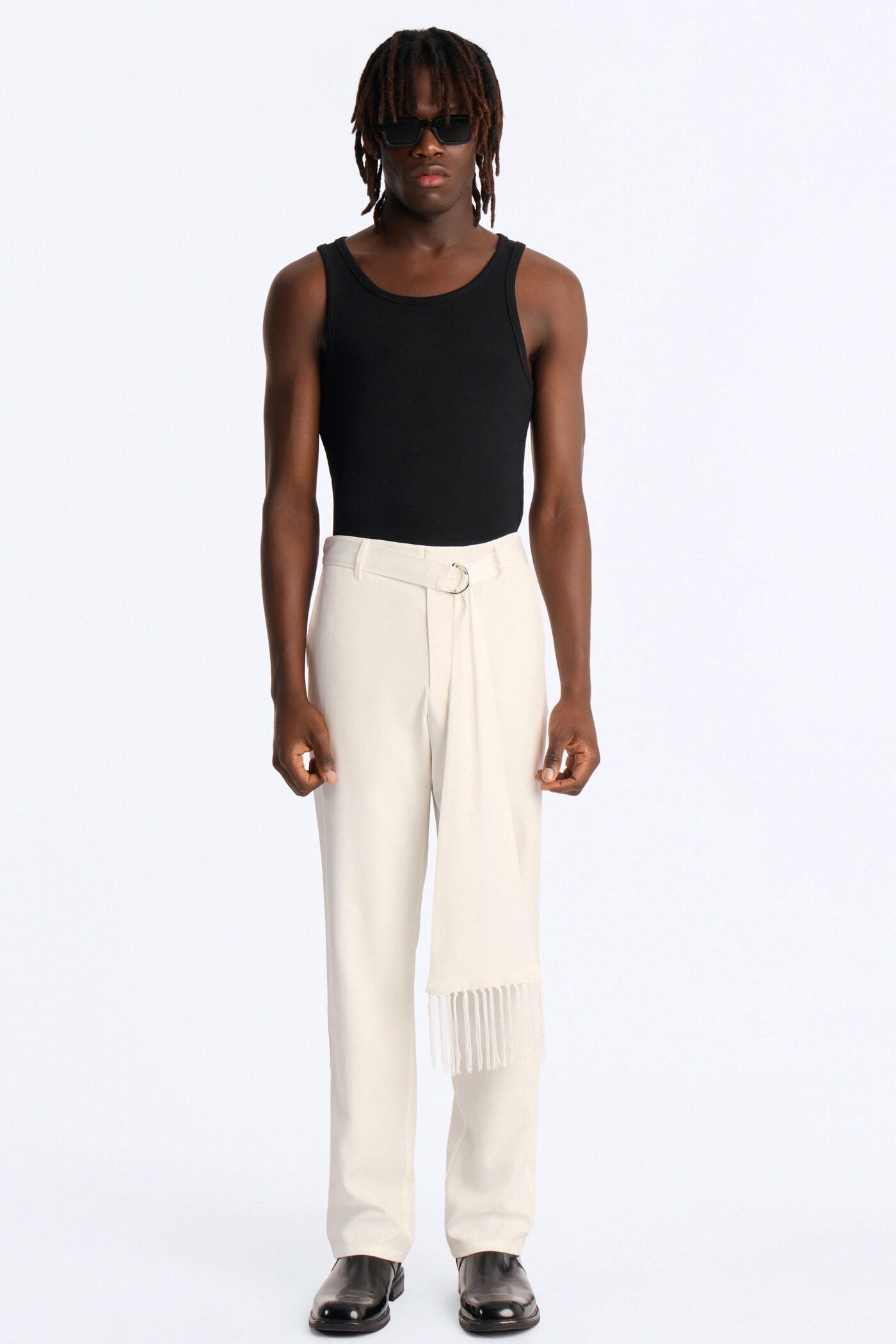 Straight Versailles Luxe Satin Scarf Trouser - Cream image 2