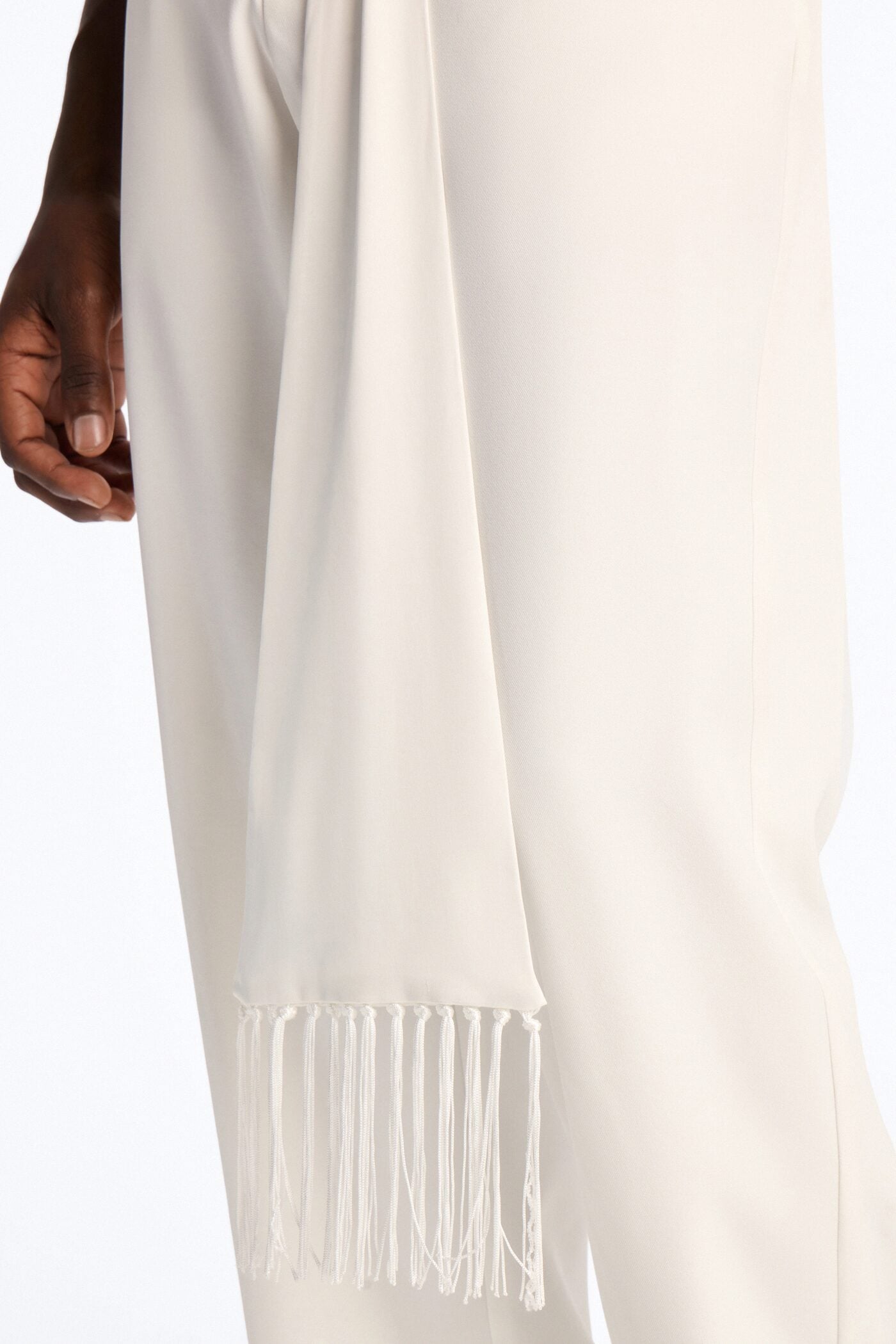Straight Versailles Luxe Satin Scarf Trouser - Cream image 3