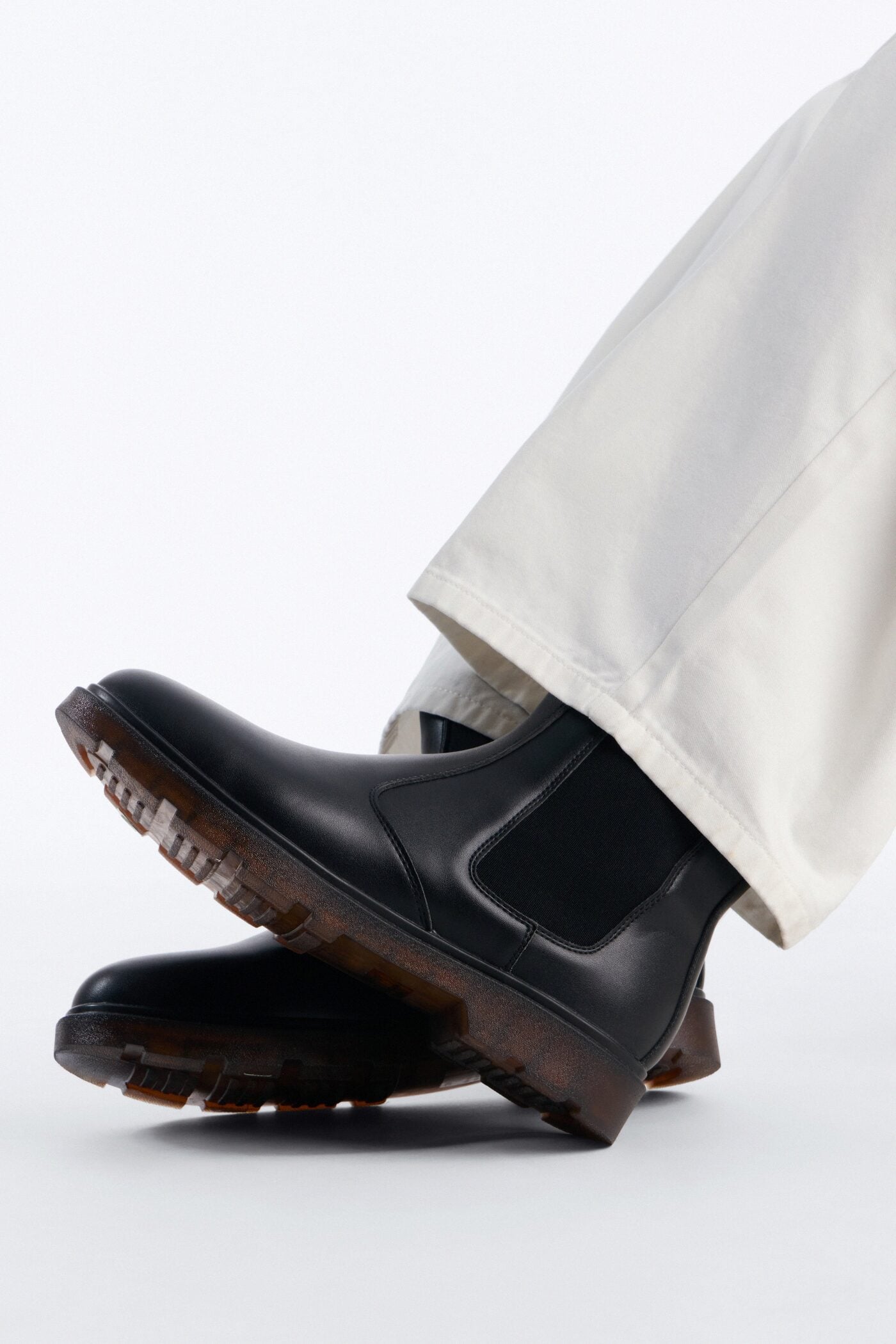 Burnished Faux Leather Chelsea Boot - Black image 2