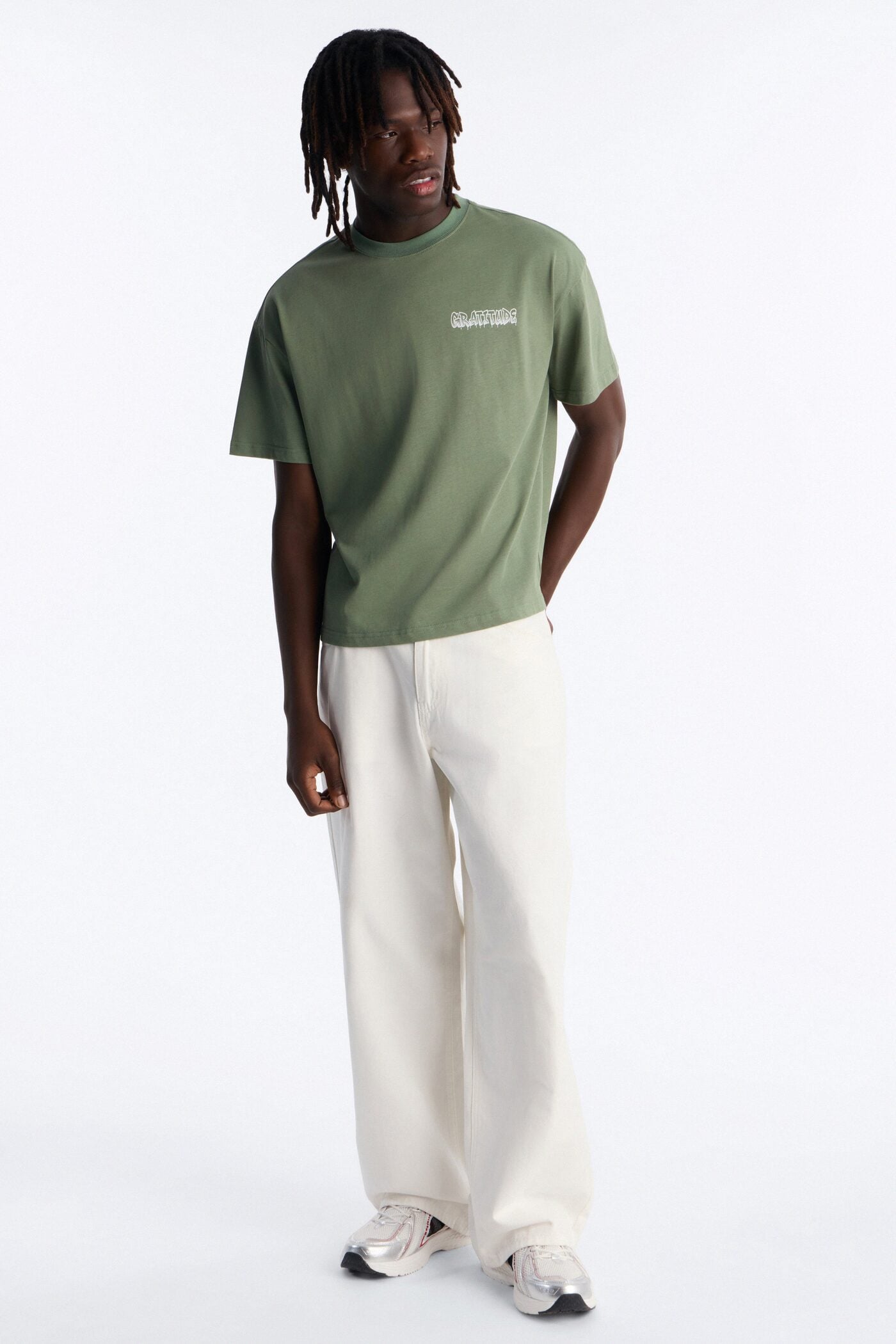 Gratitude Heavy Weight Oversized Short Sleeve Tee - Olive image 2