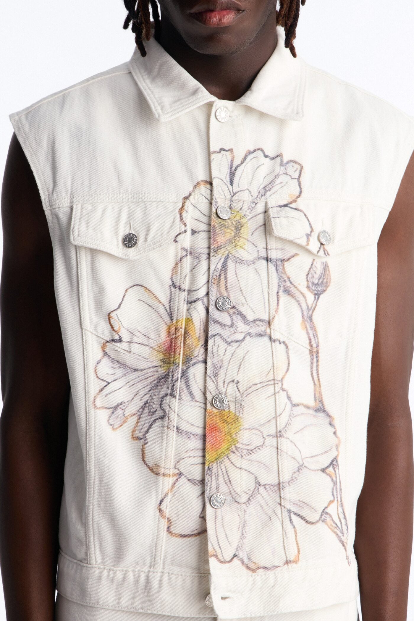 Maison Flora Trucker Vest - White image 3