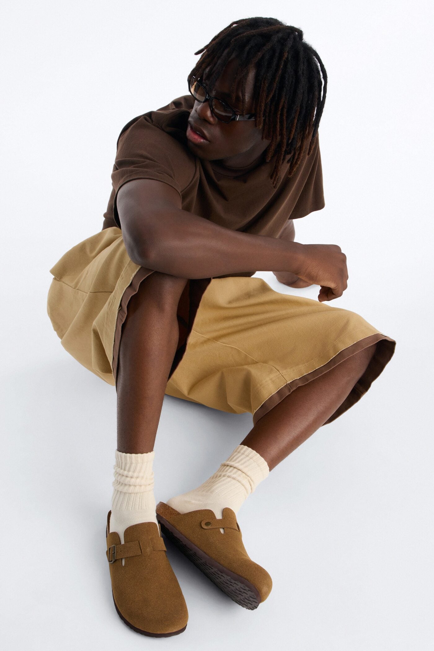 Buckled Cut Out Suede Slip On Mule - Brown image 3