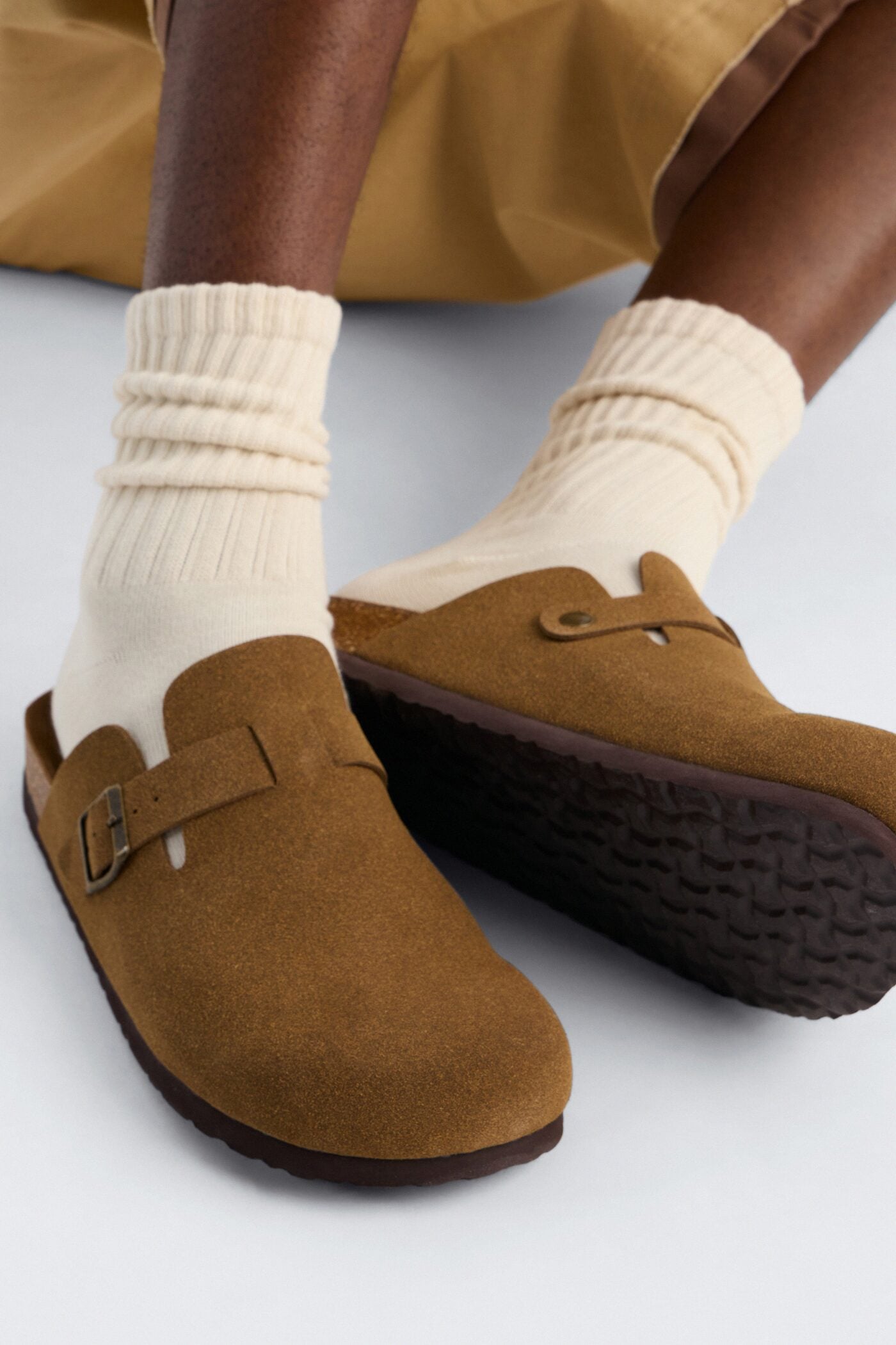 Buckled Cut Out Suede Slip On Mule - Brown image 2