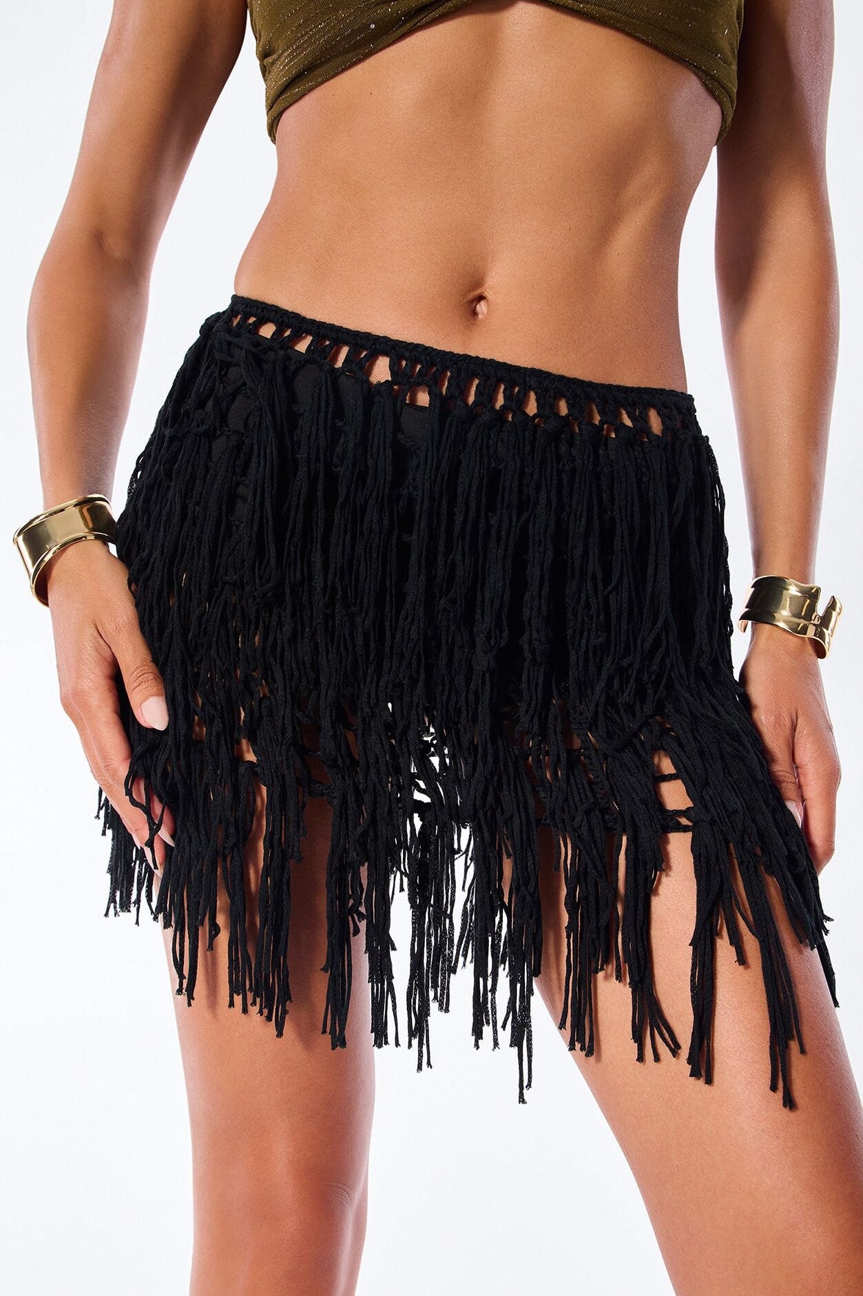 Desert Goddess Crochet Mini Skirt - Black image 3
