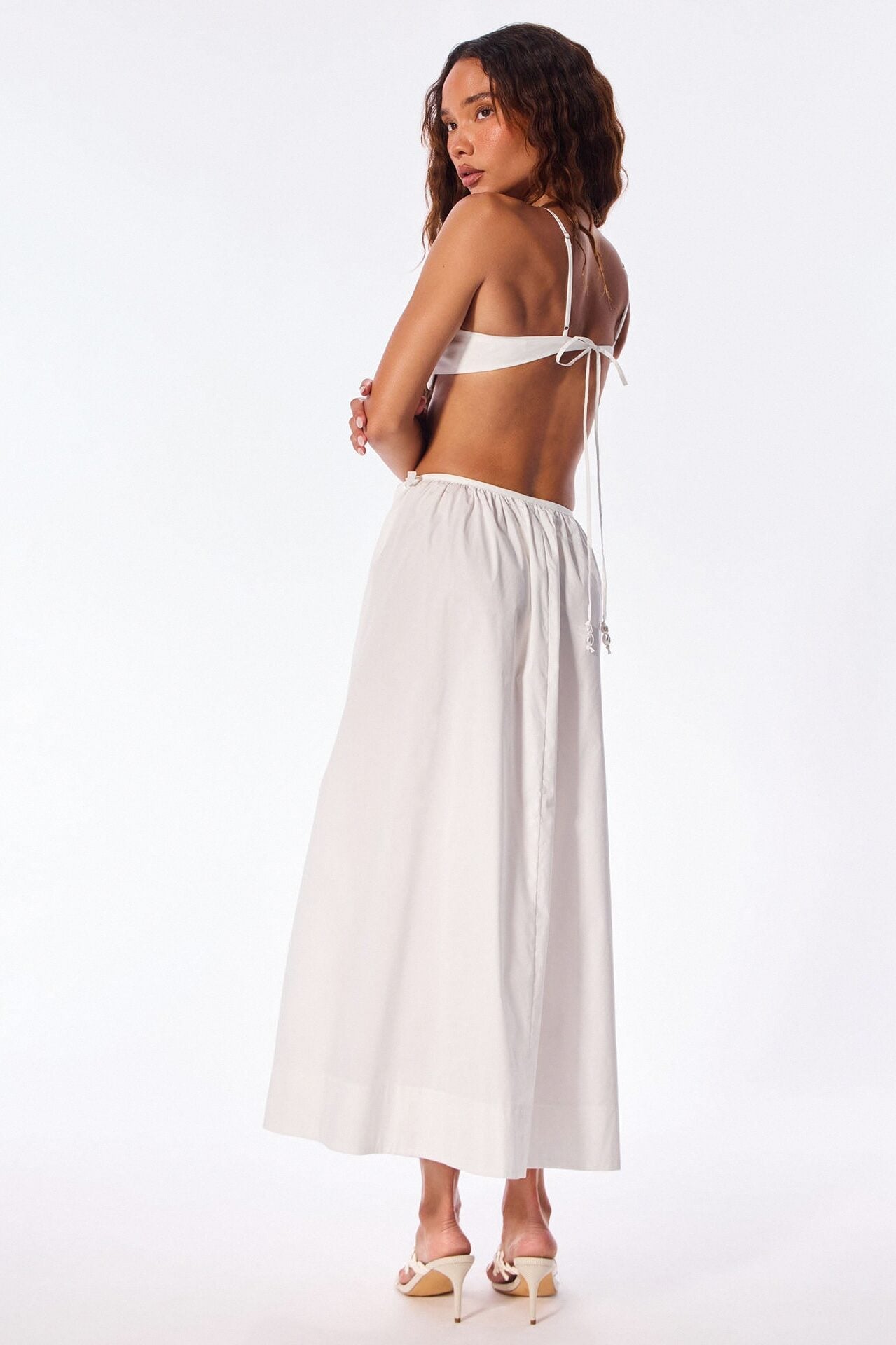 Daydream Poplin Midi Skirt Set - White image 4