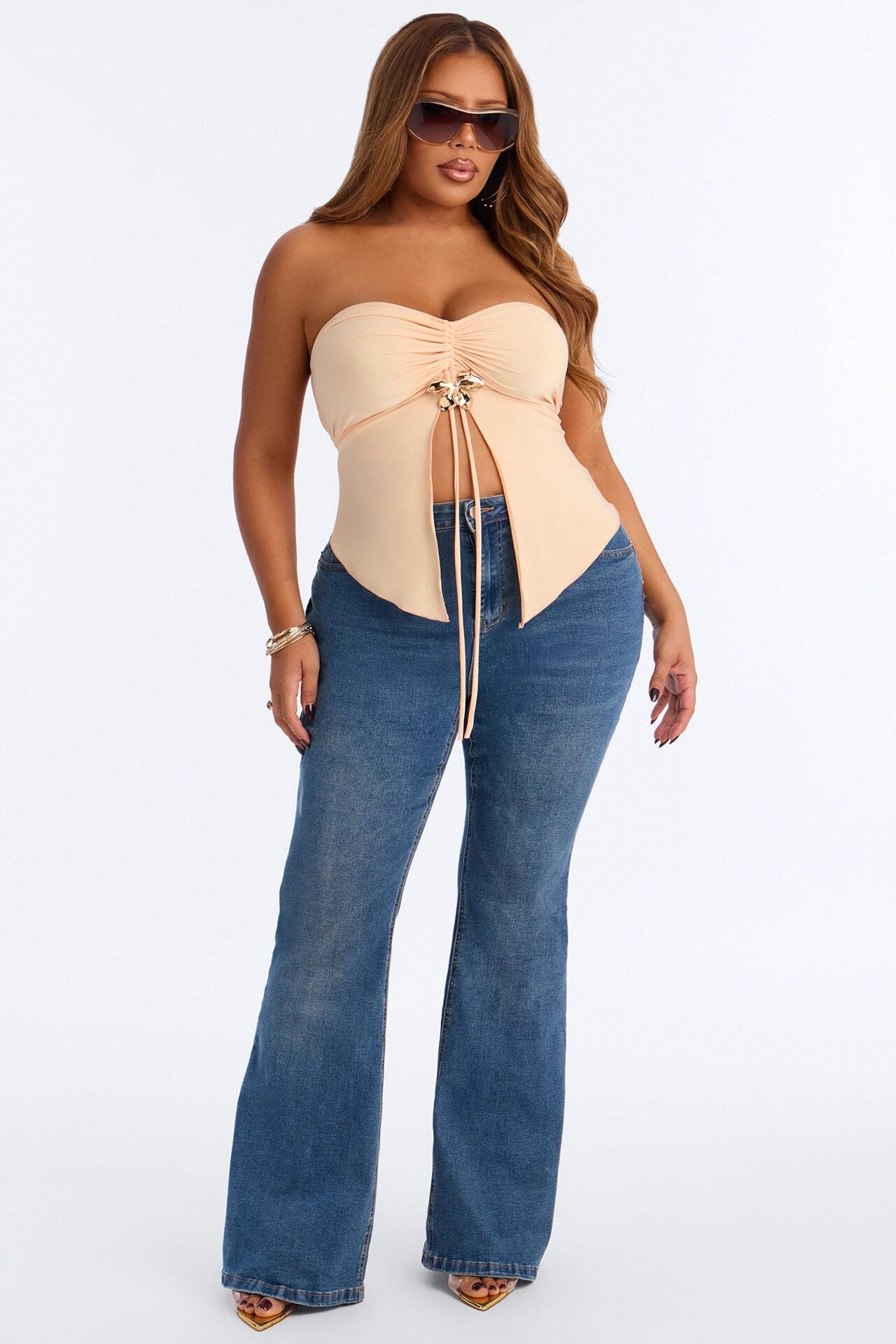 Penelope Hardware Flyaway Tube Top - Peach image 1