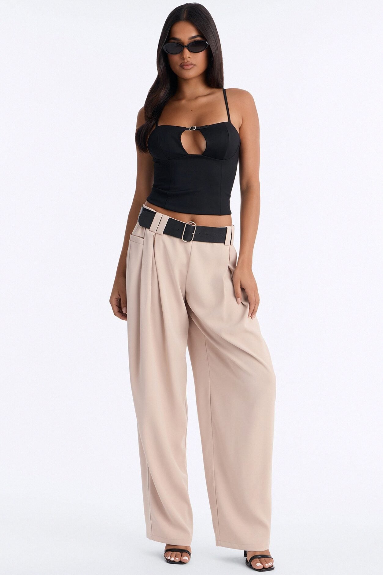 Rhyan Belted Sleeveless Top - Black image 2