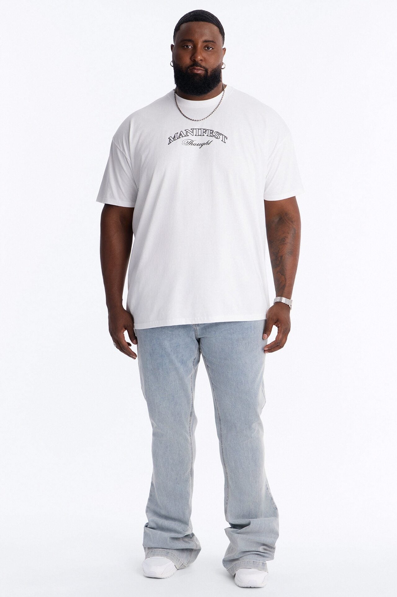 Manifest Thoughts Oversized Short Sleeve Tee - White image 1