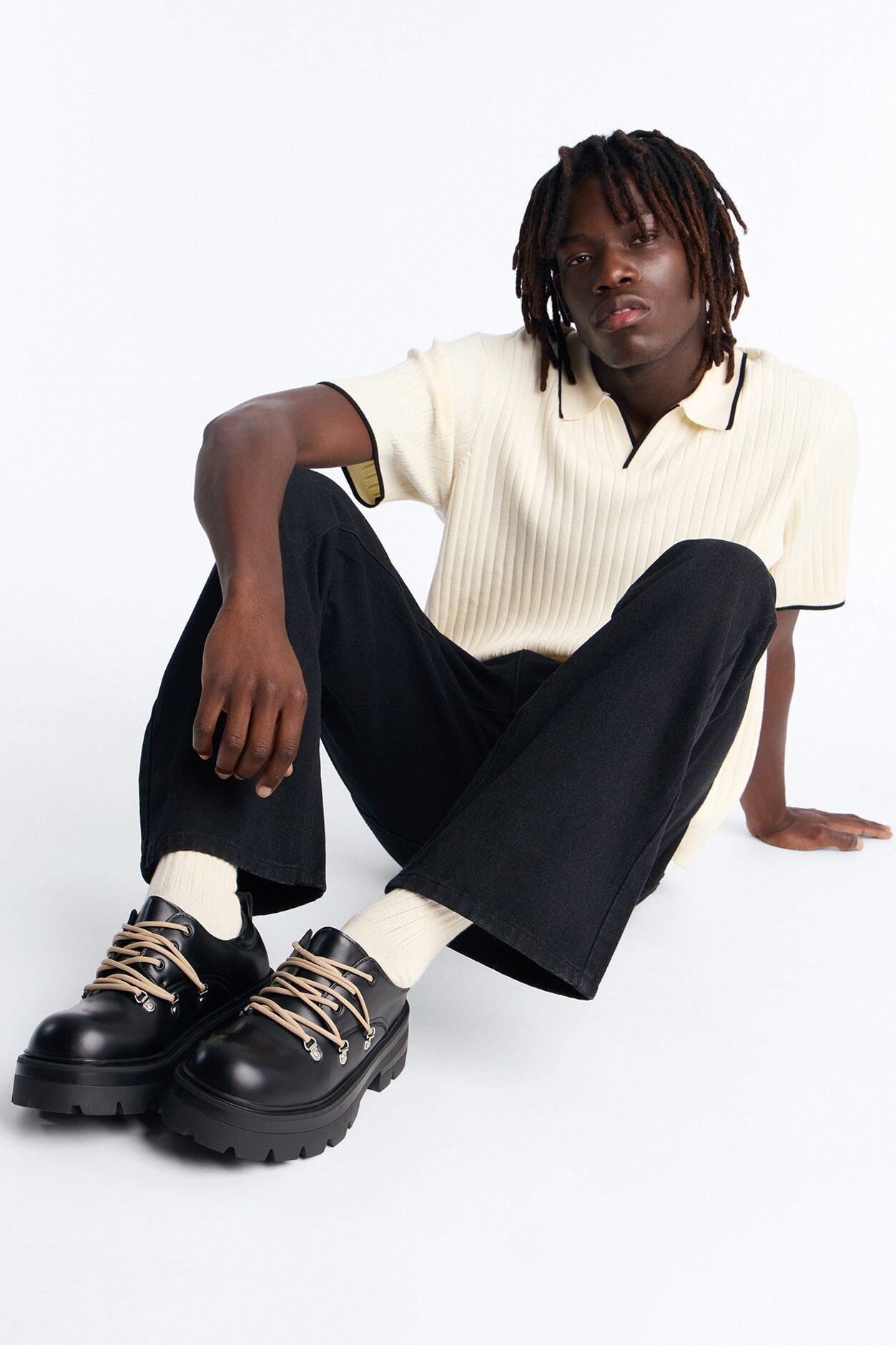 Chunky Hiker Lace Up Oxford Shoes - Black image 2