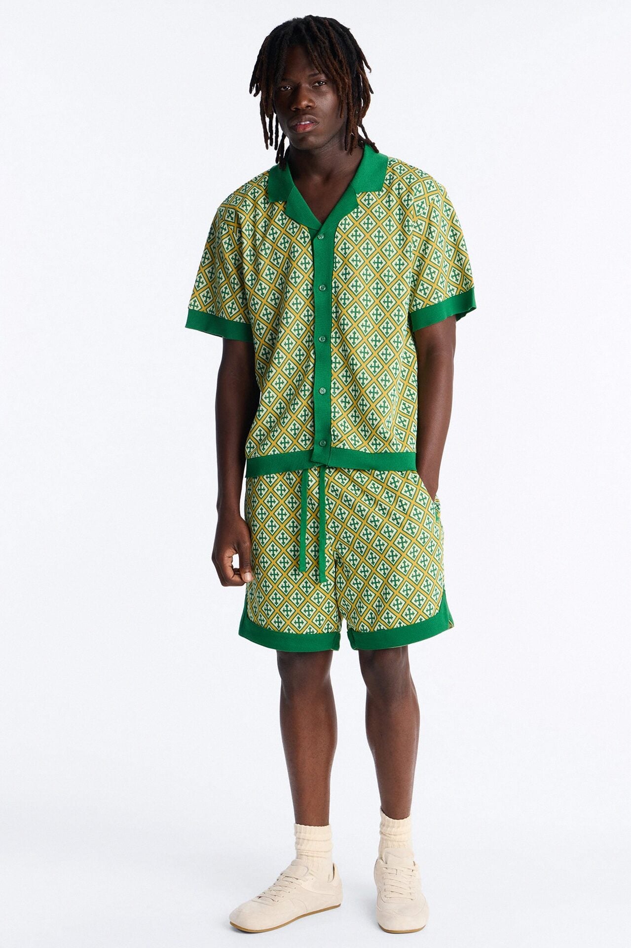 Tunis Medina Jacquard Button Up Shirt - Green image 2