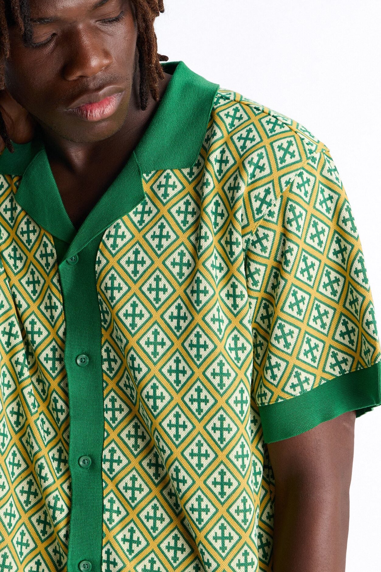 Tunis Medina Jacquard Button Up Shirt - Green image 3