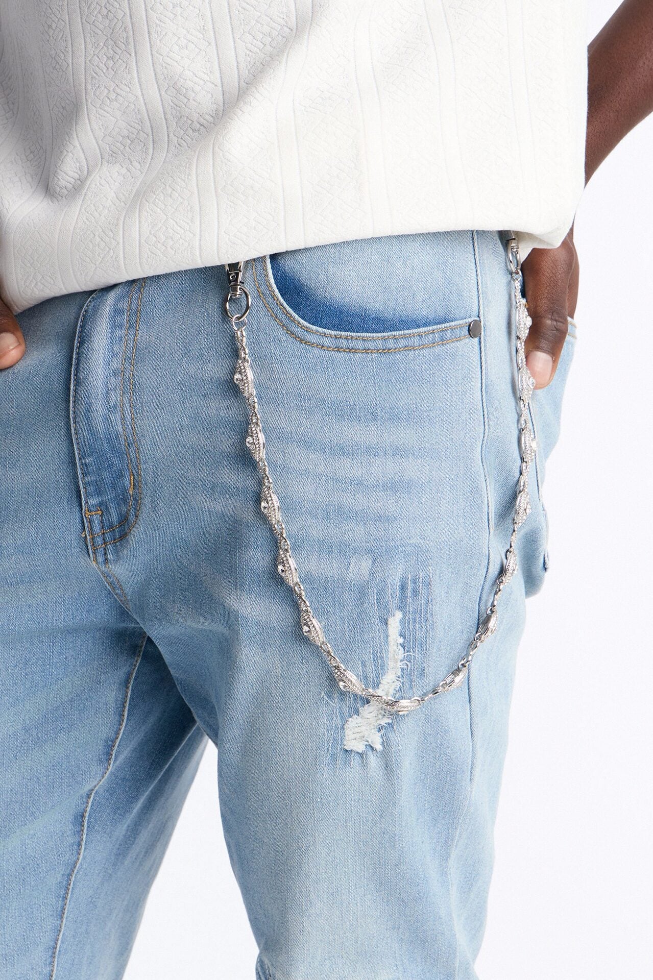 Iced Evil Eye Infinity Pant Chain - Silver image 2