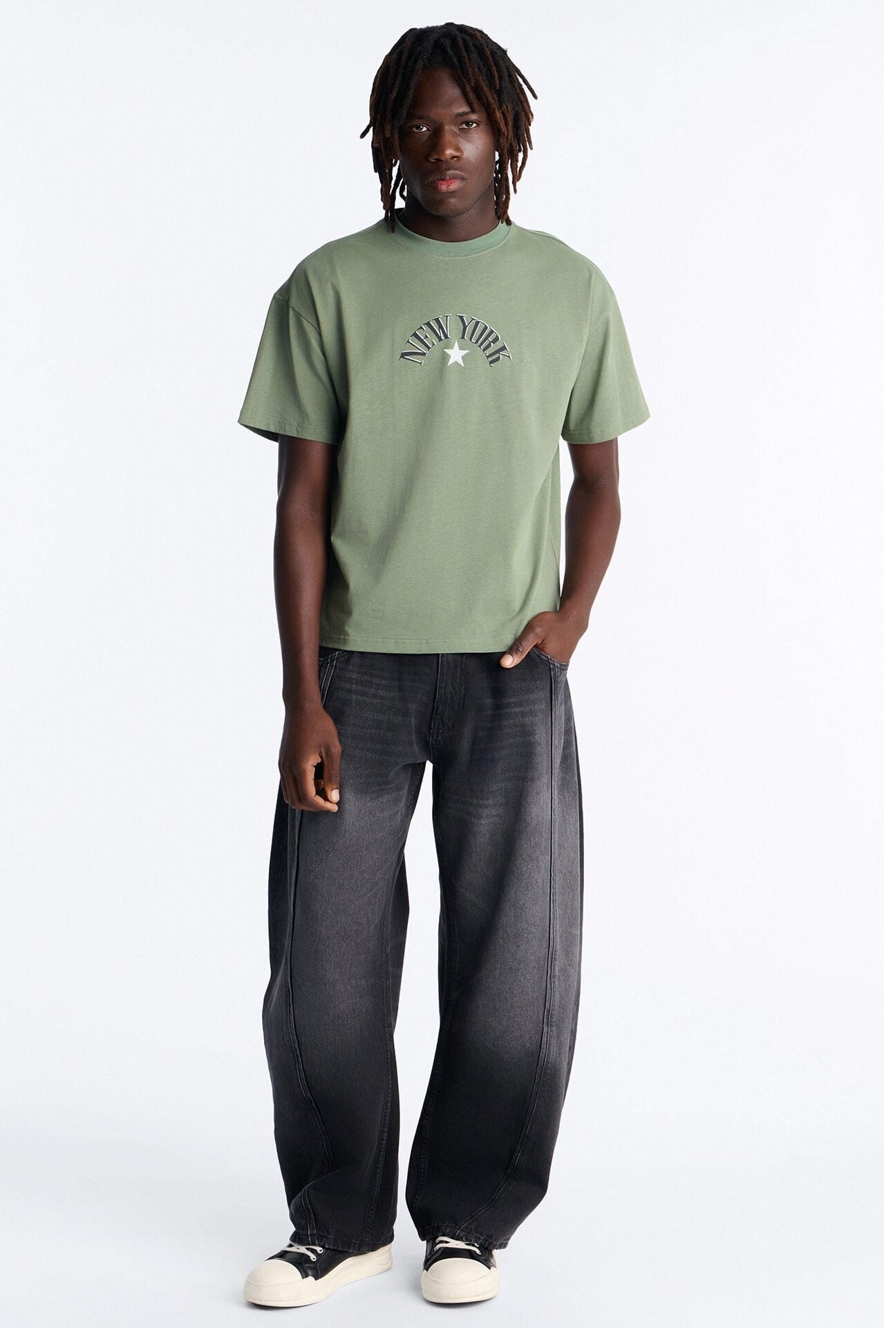 New York Heavy Weight Oversized Short Sleeve Tee - Olive image 2