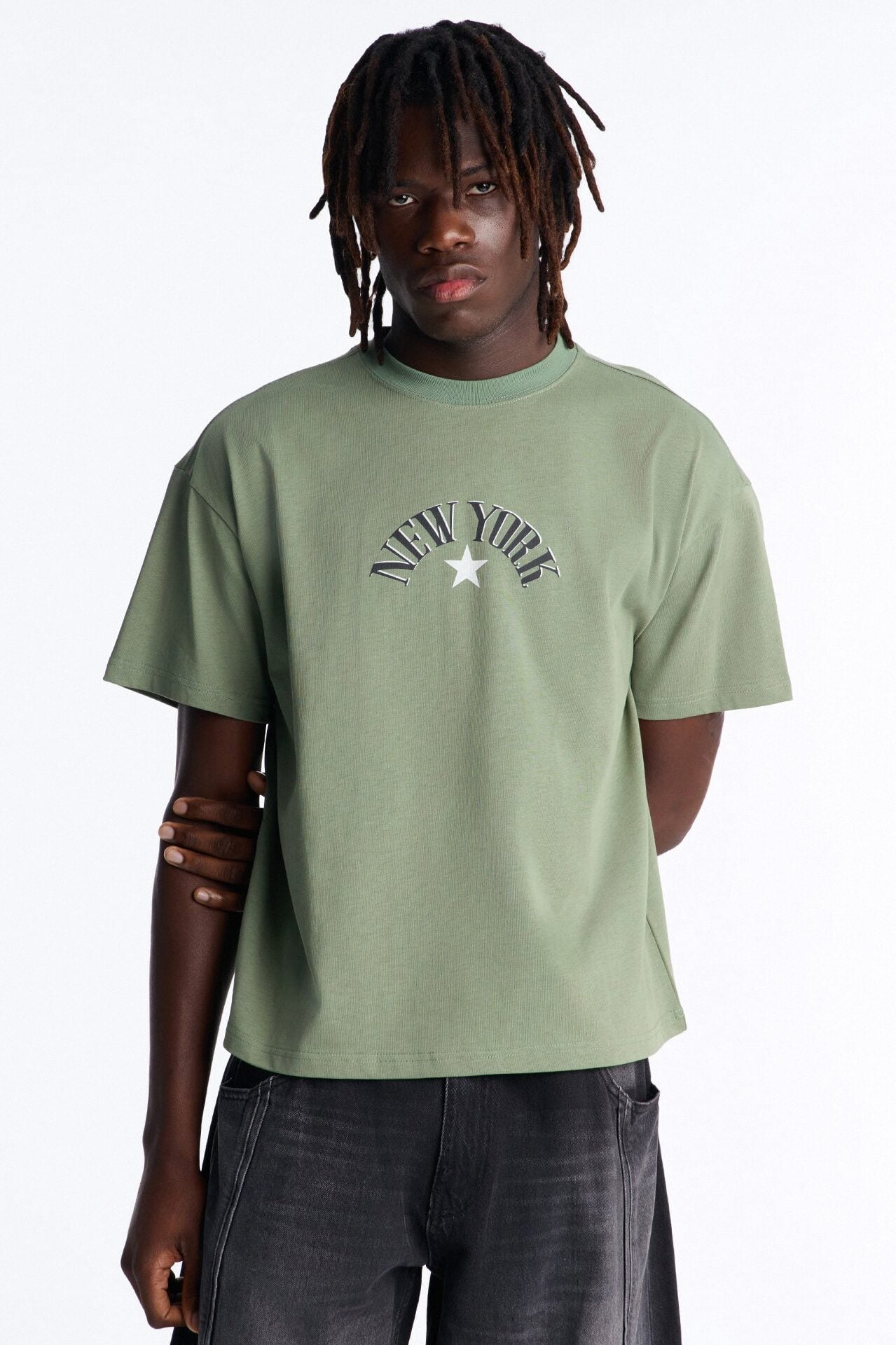 New York Heavy Weight Oversized Short Sleeve Tee - Olive image 4
