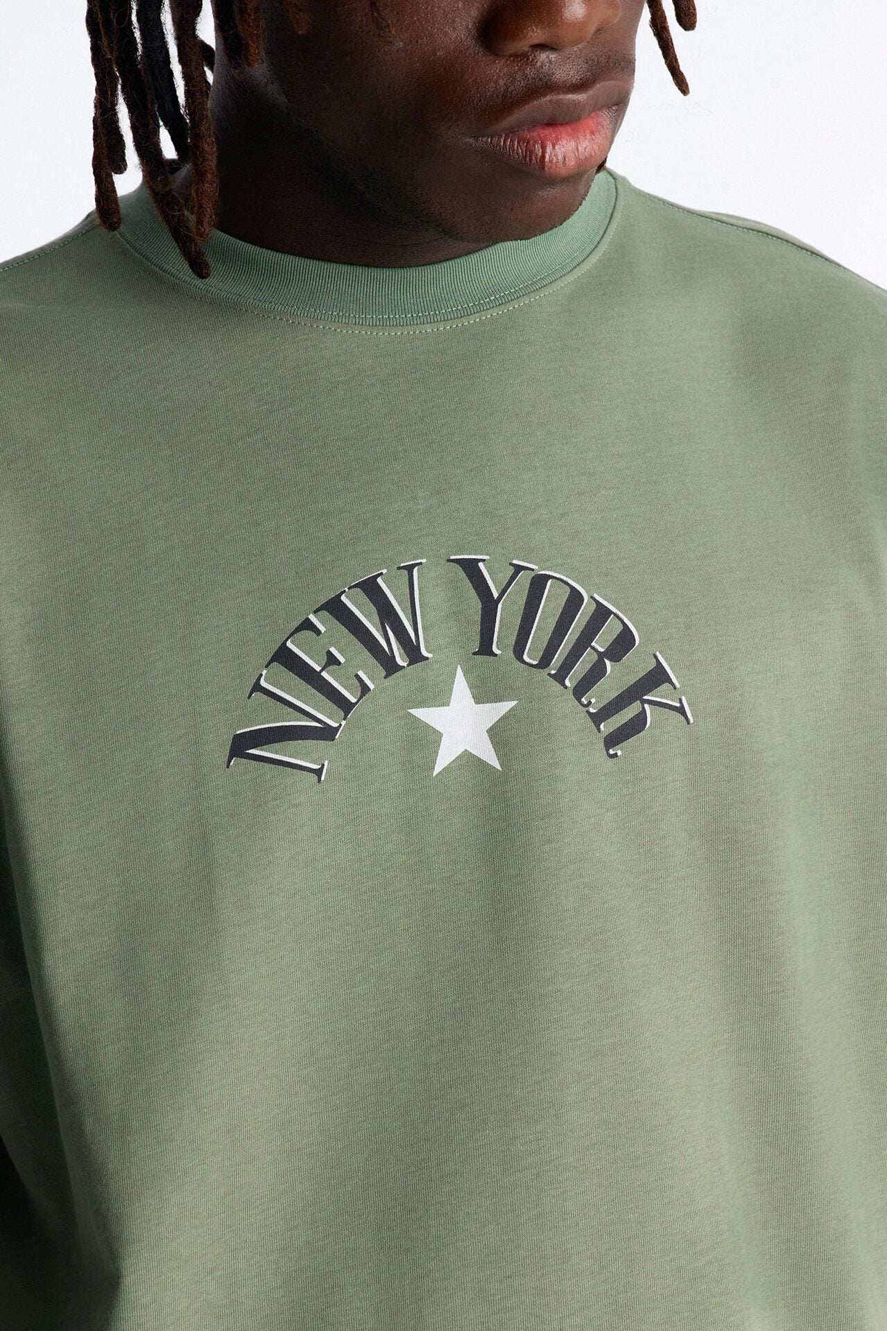 New York Heavy Weight Oversized Short Sleeve Tee - Olive image 3
