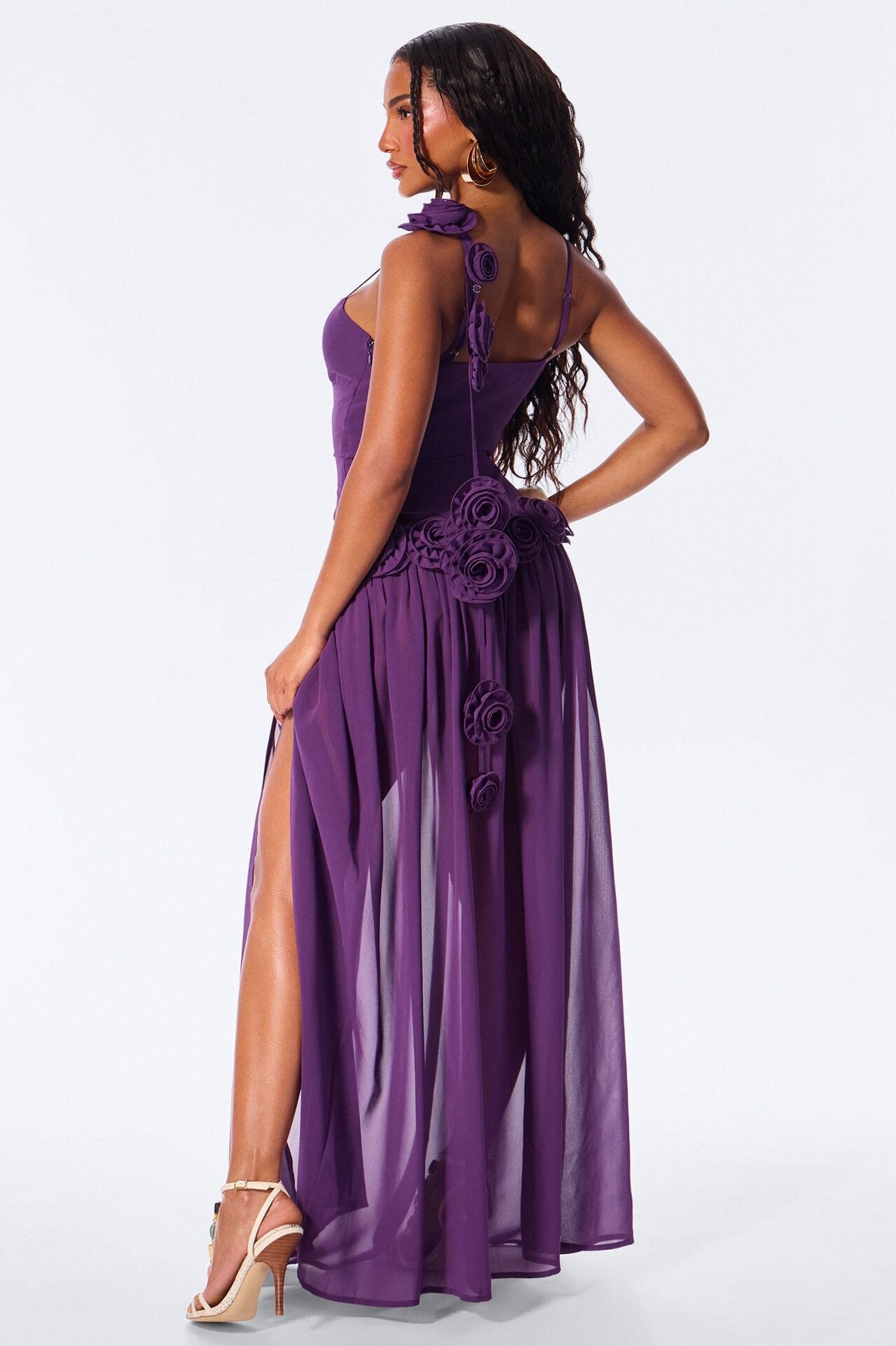 Whispering Angel Chiffon Maxi Dress - Eggplant image 3