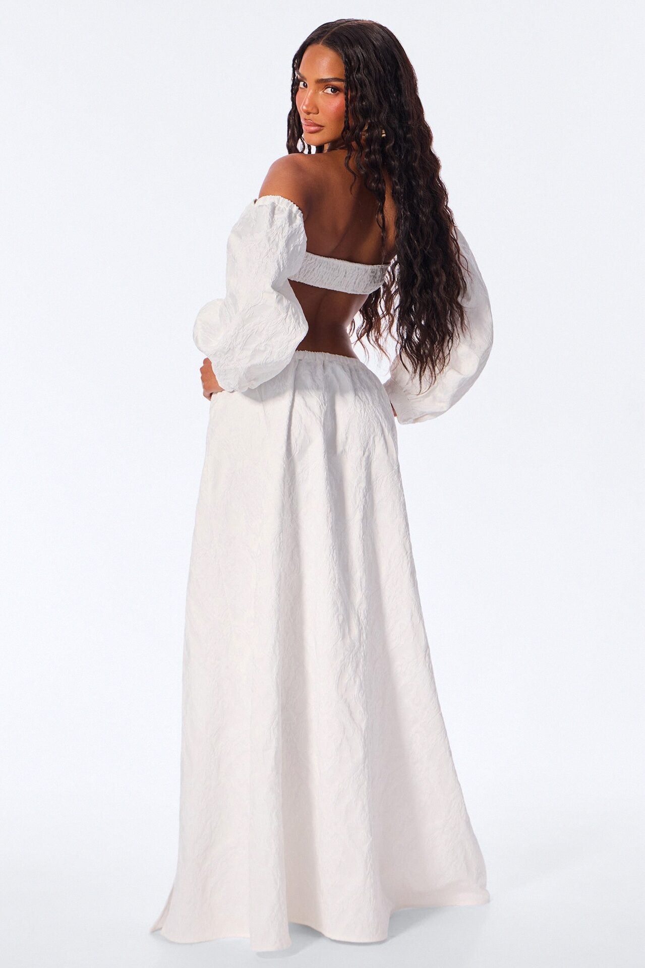Selah Jacquard Maxi Skirt Set - White image 4