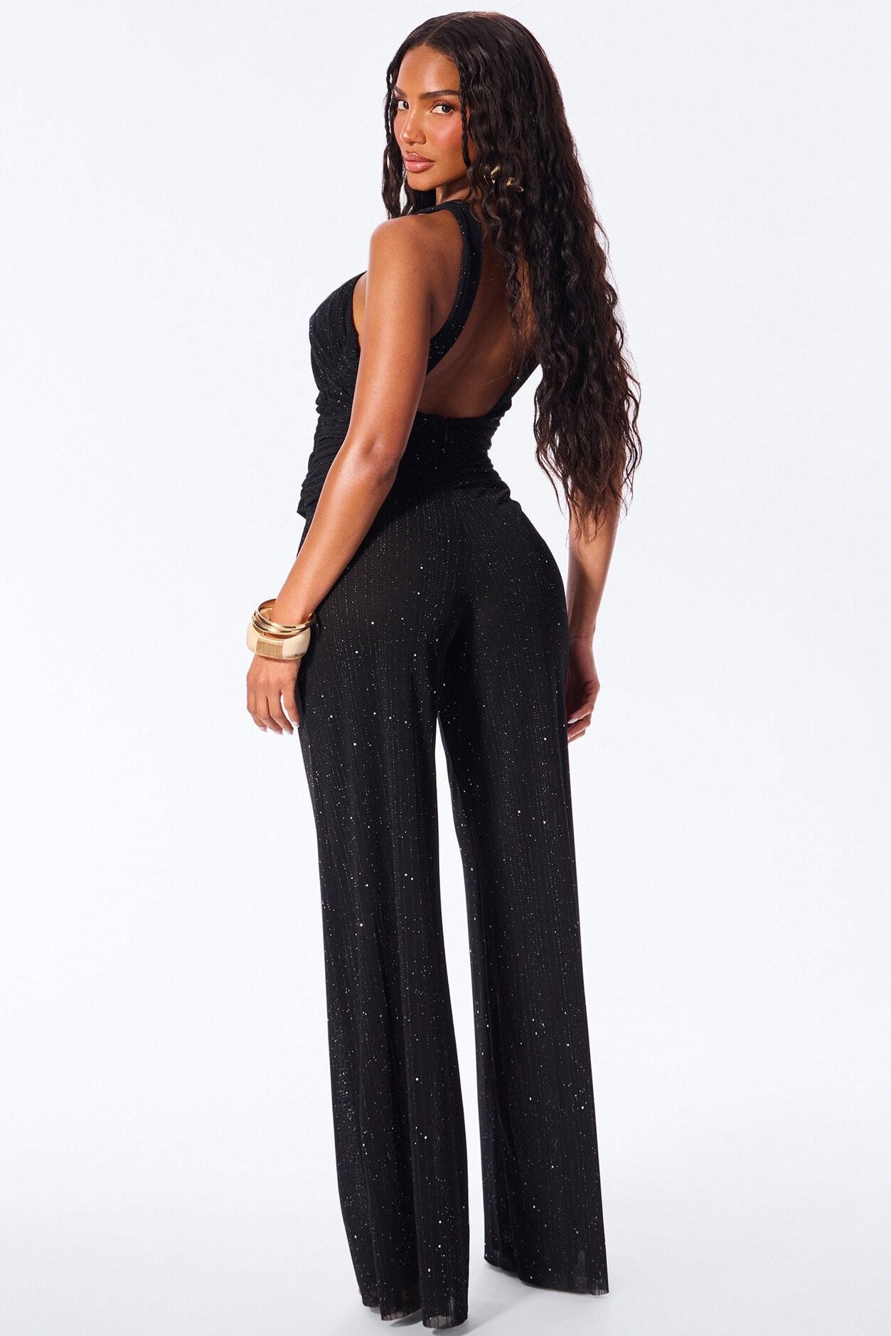 Dazzle Metallic Knit Jumpsuit - Black image 4