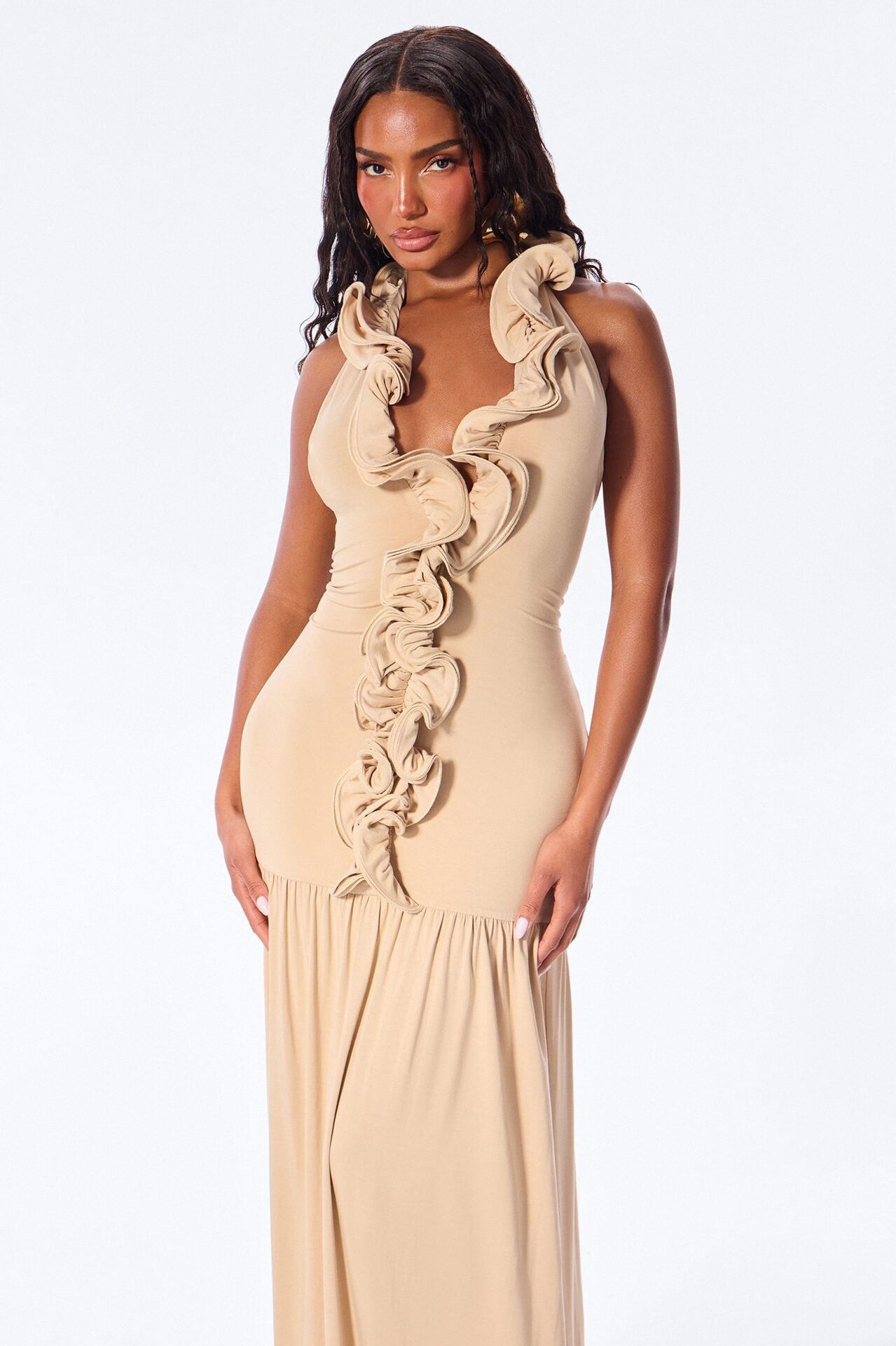 Aurelian Ruffle Maxi Dress - Taupe image 2