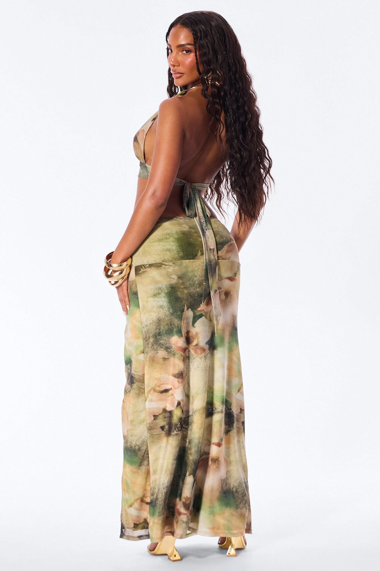 Roaming Beauty Mesh Skirt Set - Olive/combo image 4