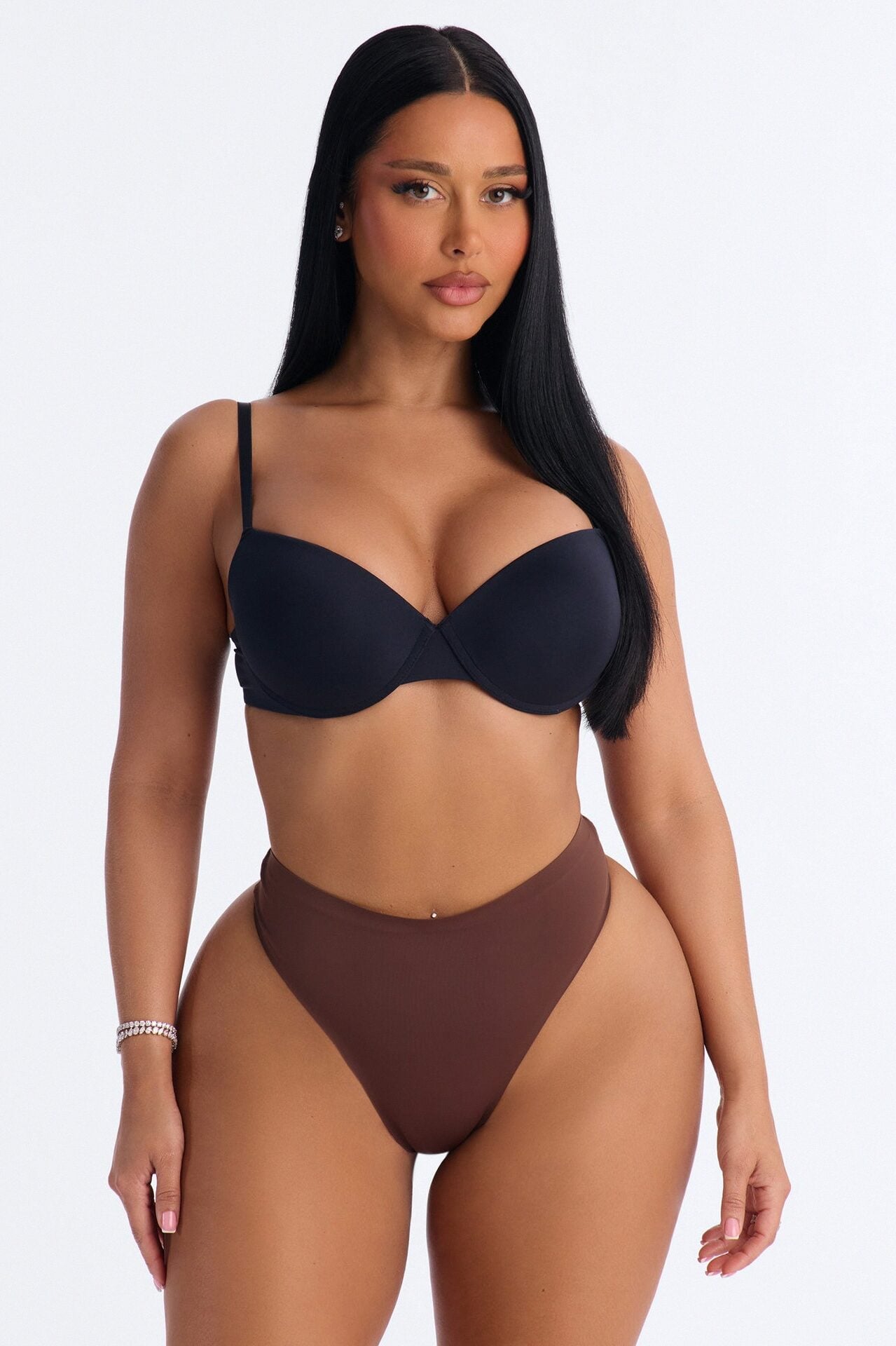 Soft Fit Smoothing High Waist Microfiber Thong Panty - Chestnut image 2