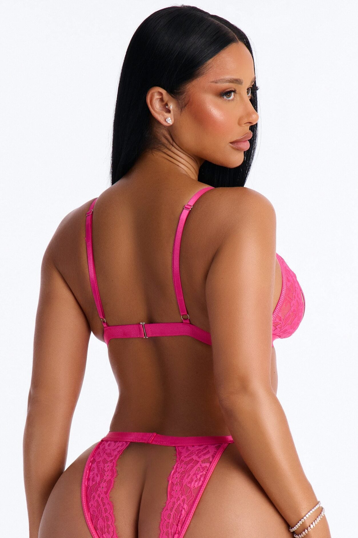 Sneak Peak Lace Bralette 2 Piece Set - Fuchsia image 2