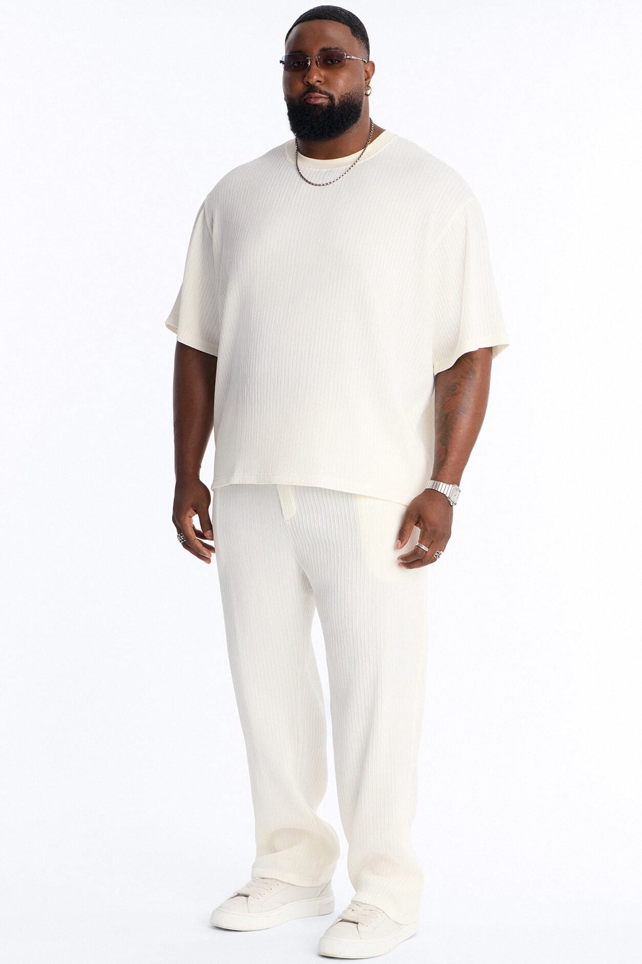 Pure Form Plisse Tee - Cream image 1