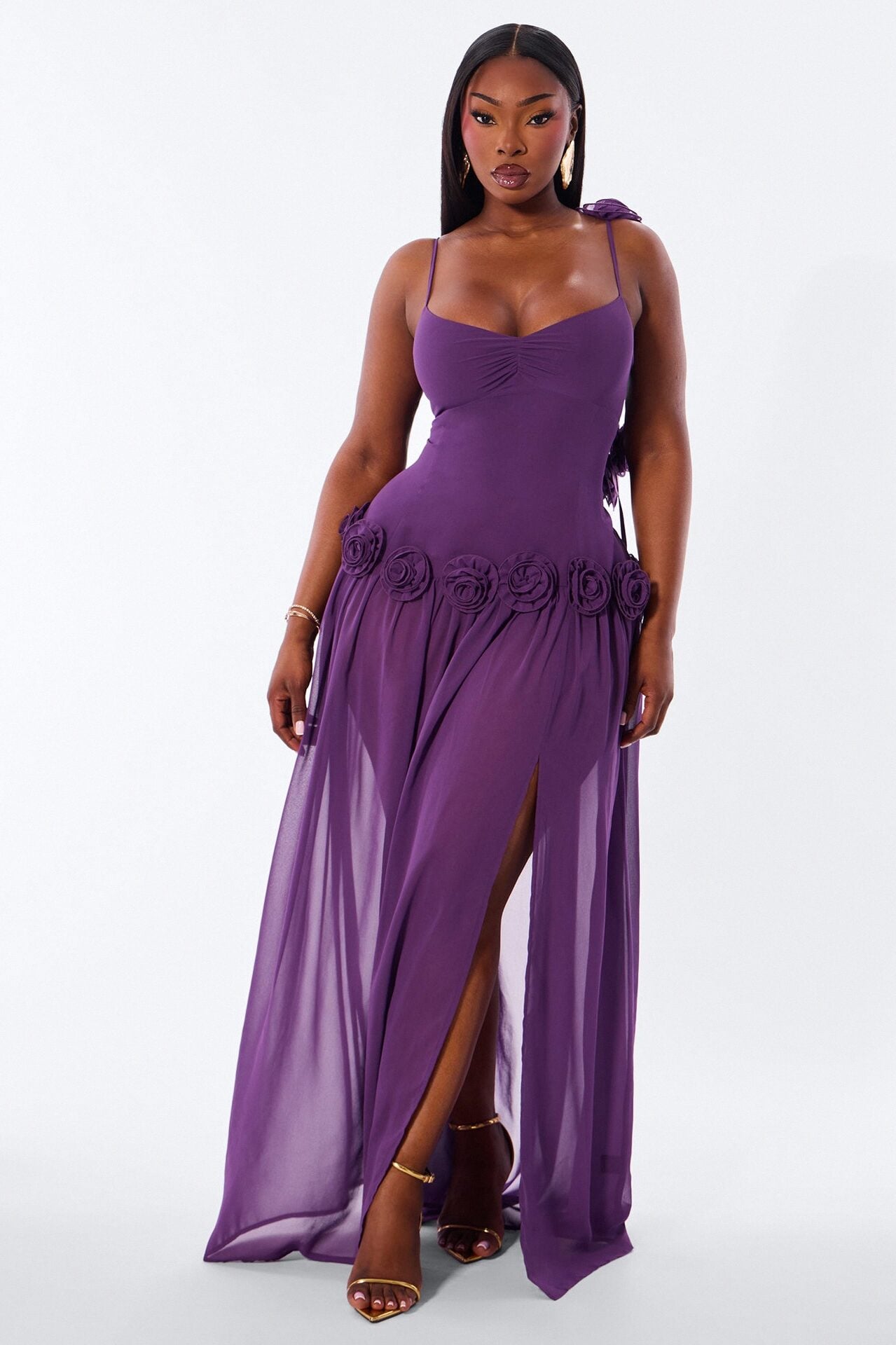 Whispering Angel Chiffon Maxi Dress - Eggplant image 5