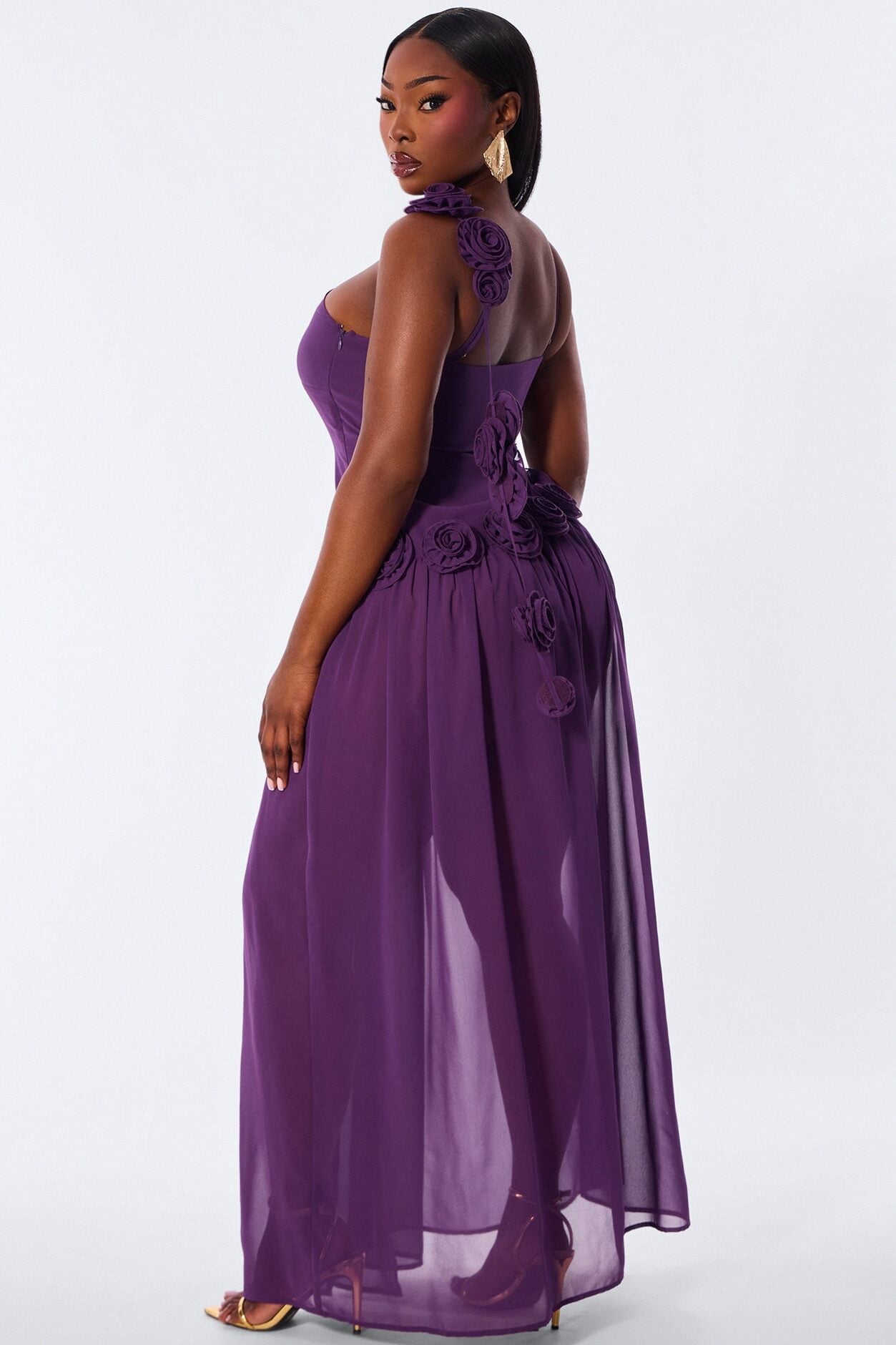 Whispering Angel Chiffon Maxi Dress - Eggplant image 7
