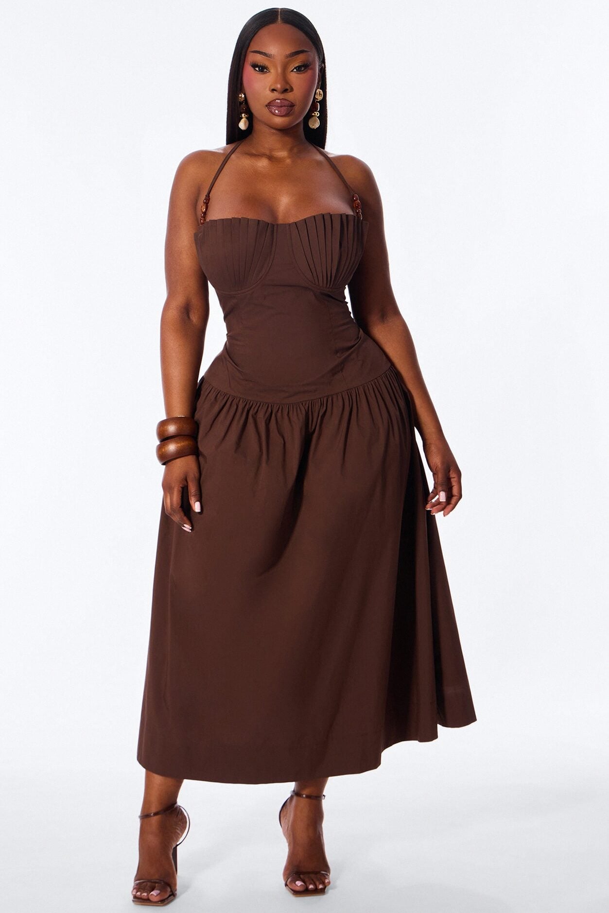 Daydream Poplin Midi Dress - Chocolate image 5
