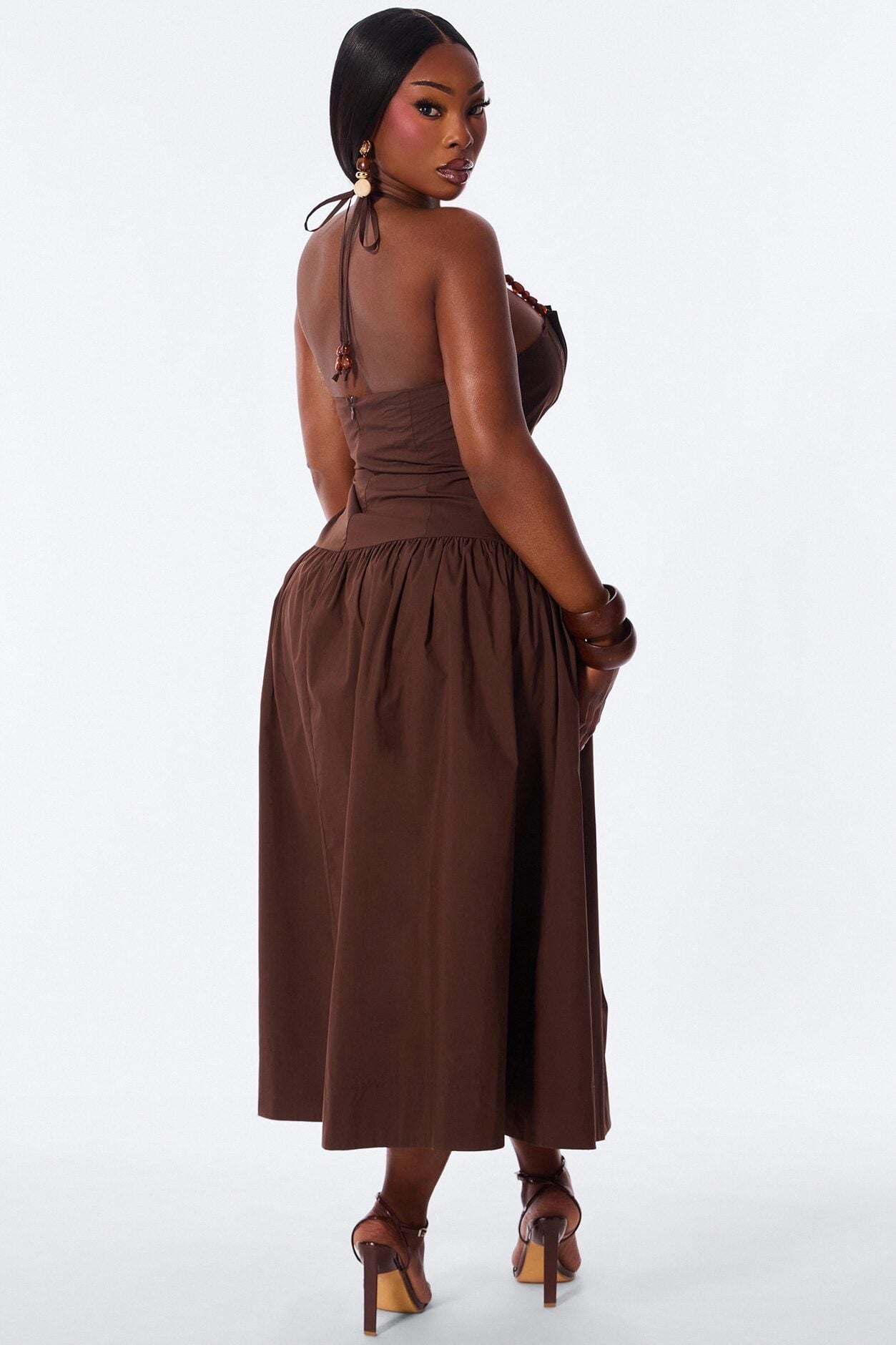 Daydream Poplin Midi Dress - Chocolate image 8