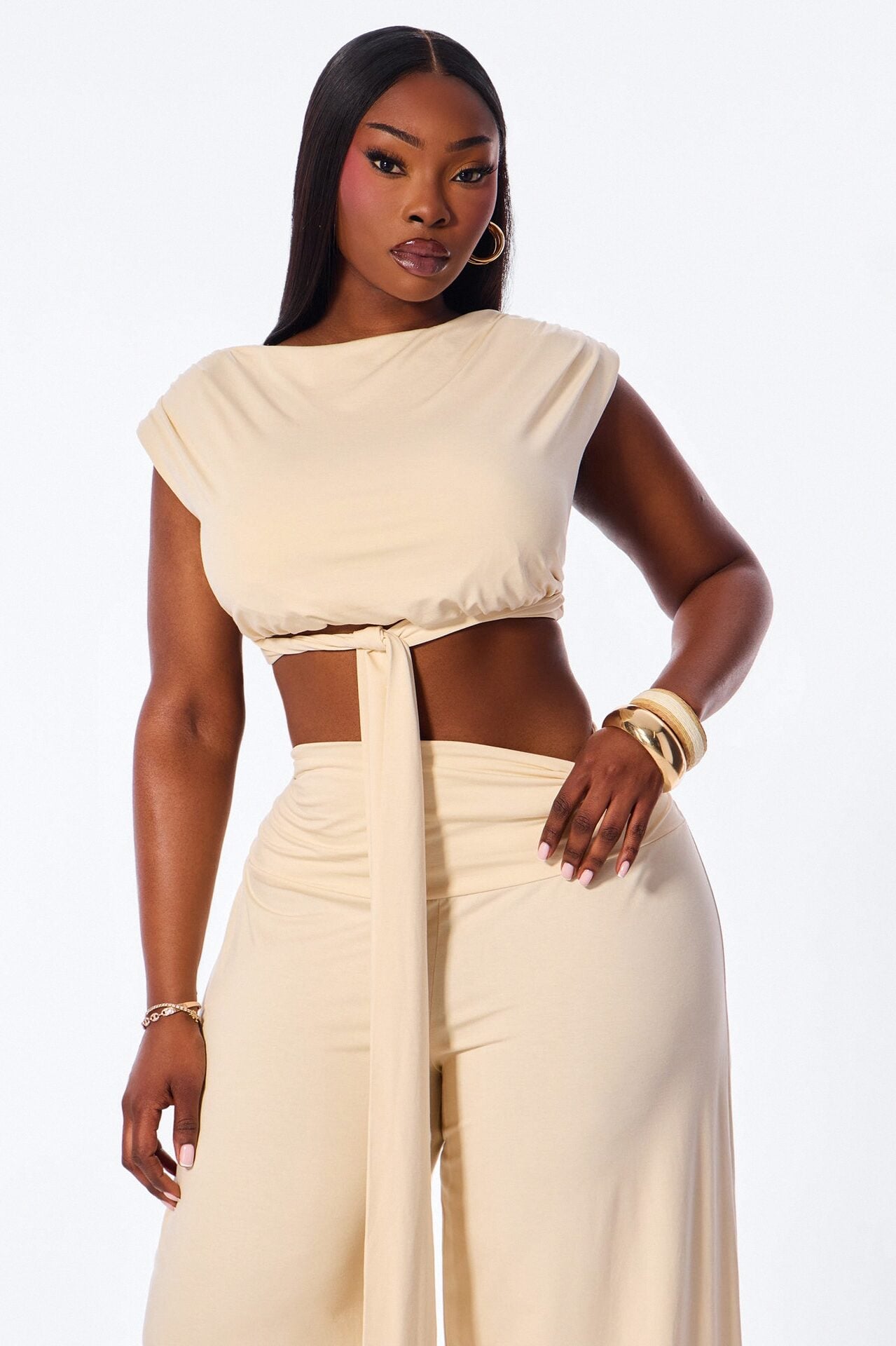 Elle Jersey Pant Set - Cream image 6