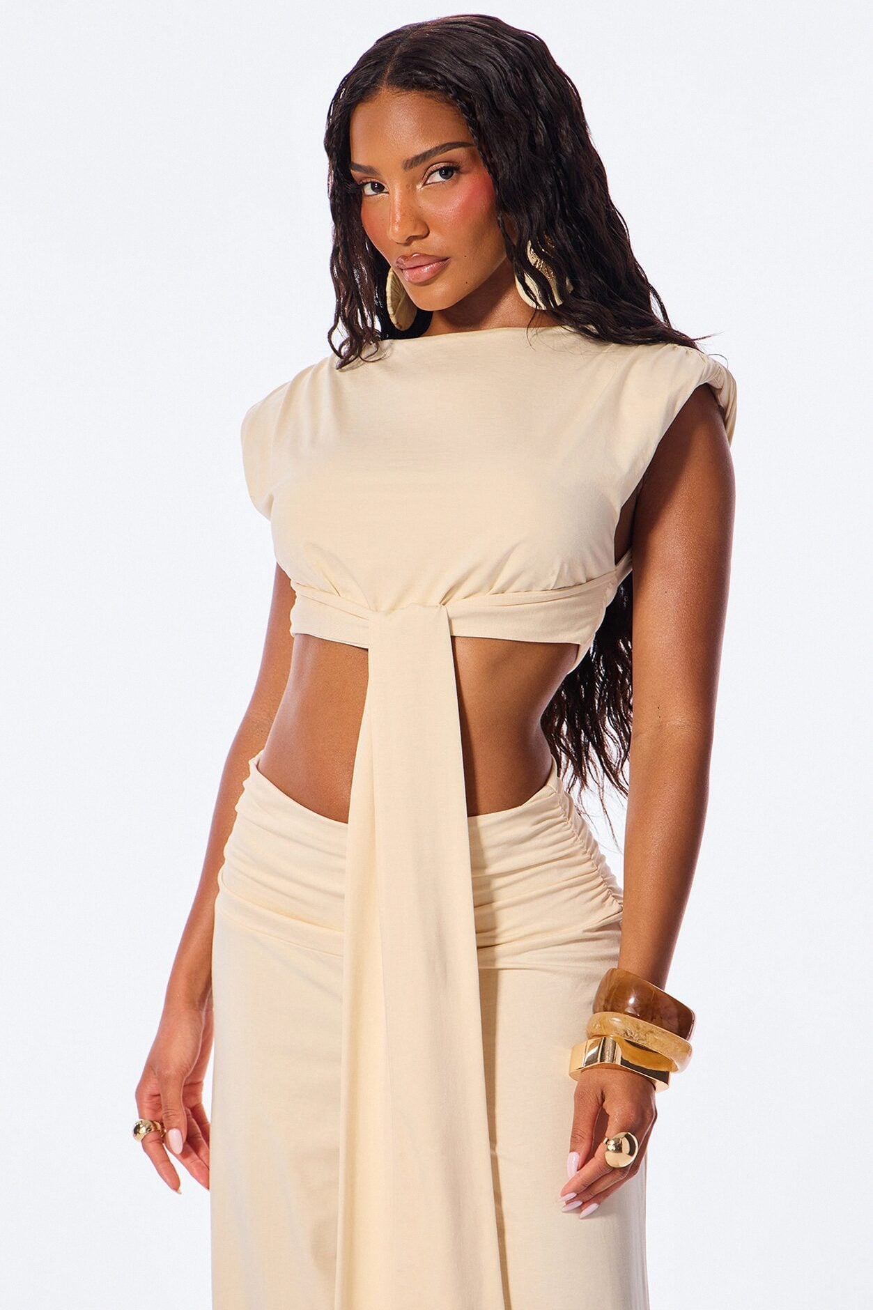Elle Jersey Pant Set - Cream image 2