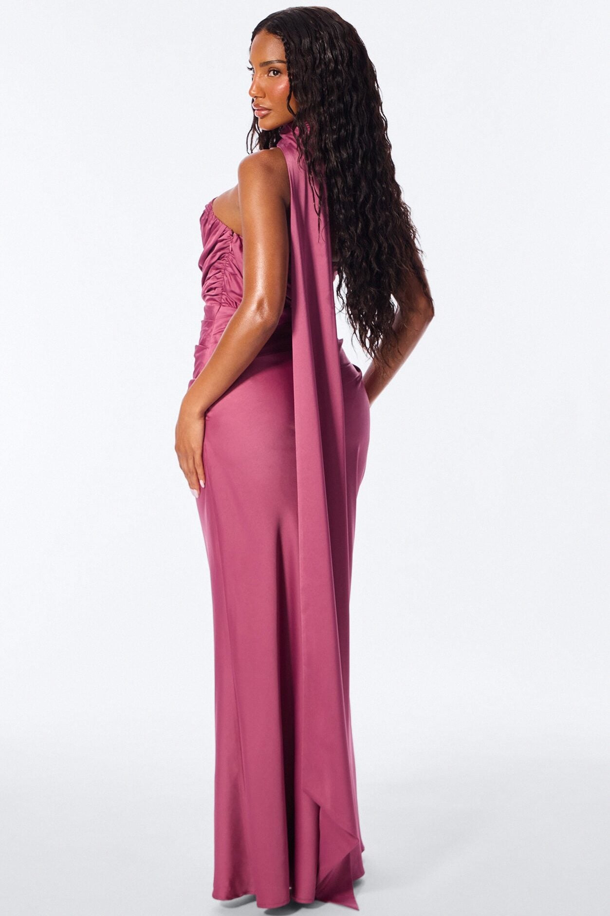 Darling Rose High Neck Satin Maxi Dress - Mauve image 4