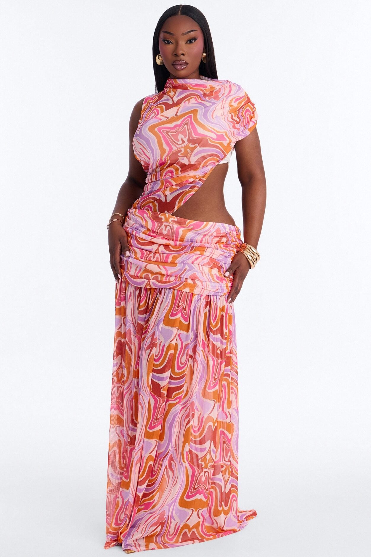 Raina Mesh Maxi Dress - Pink/combo image 1
