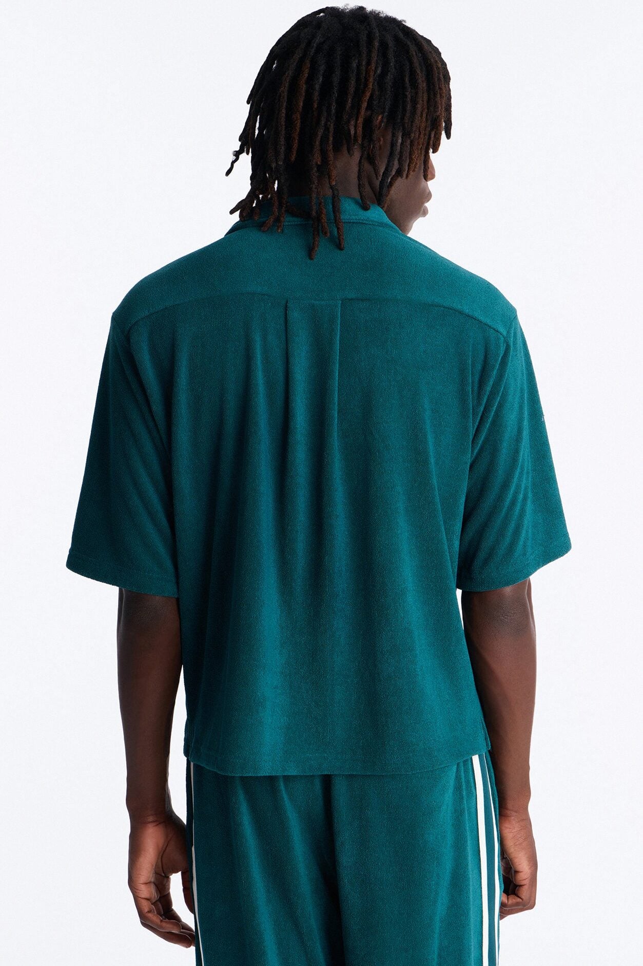 Classic Terry Cloth Button Up Shirt - Teal image 5